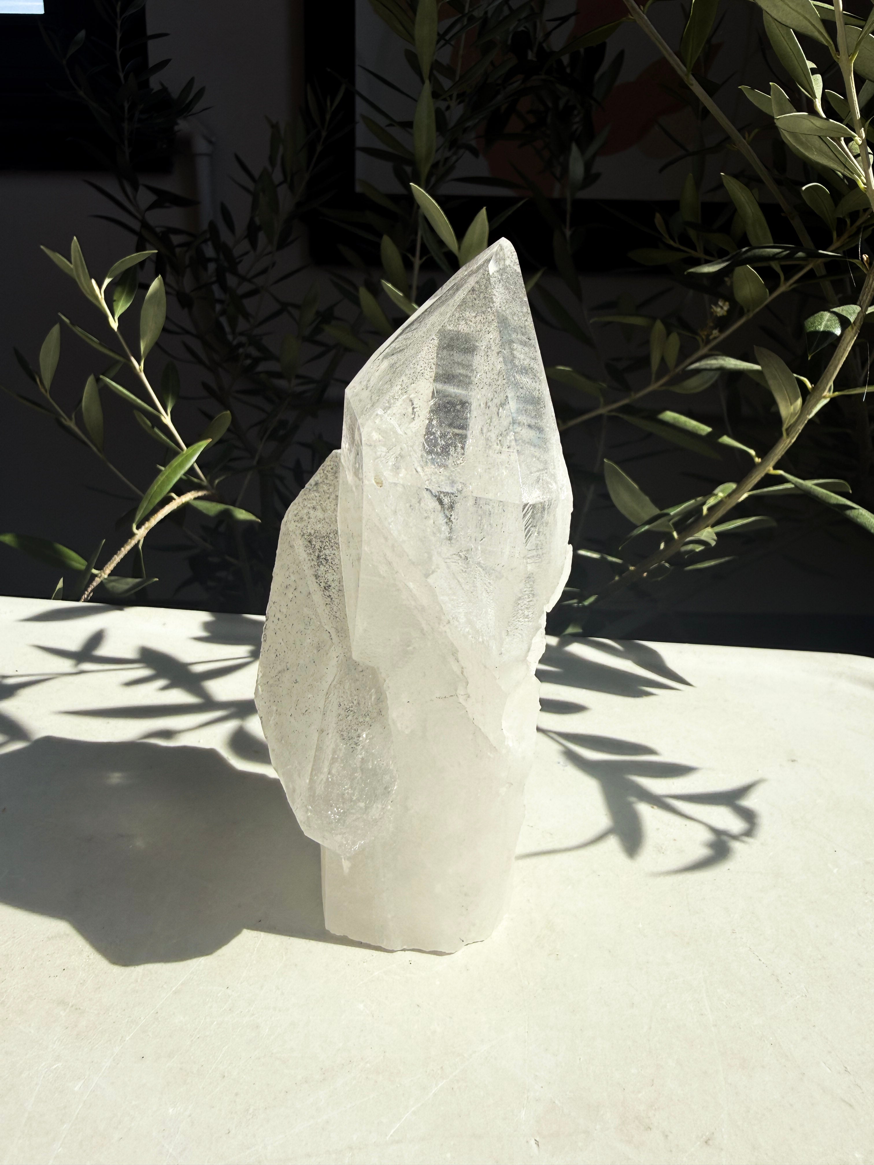 Beautiful natural black phantom lemurian quartz cluster