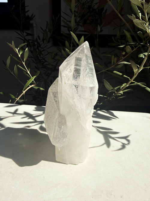 Beautiful natural black phantom lemurian quartz cluster