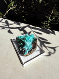 Chrysocolla, Barite, Quartz and Malachite specimen in display box