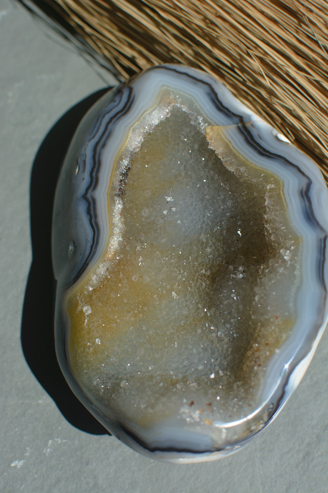 Polished Agate Geode with Druzy