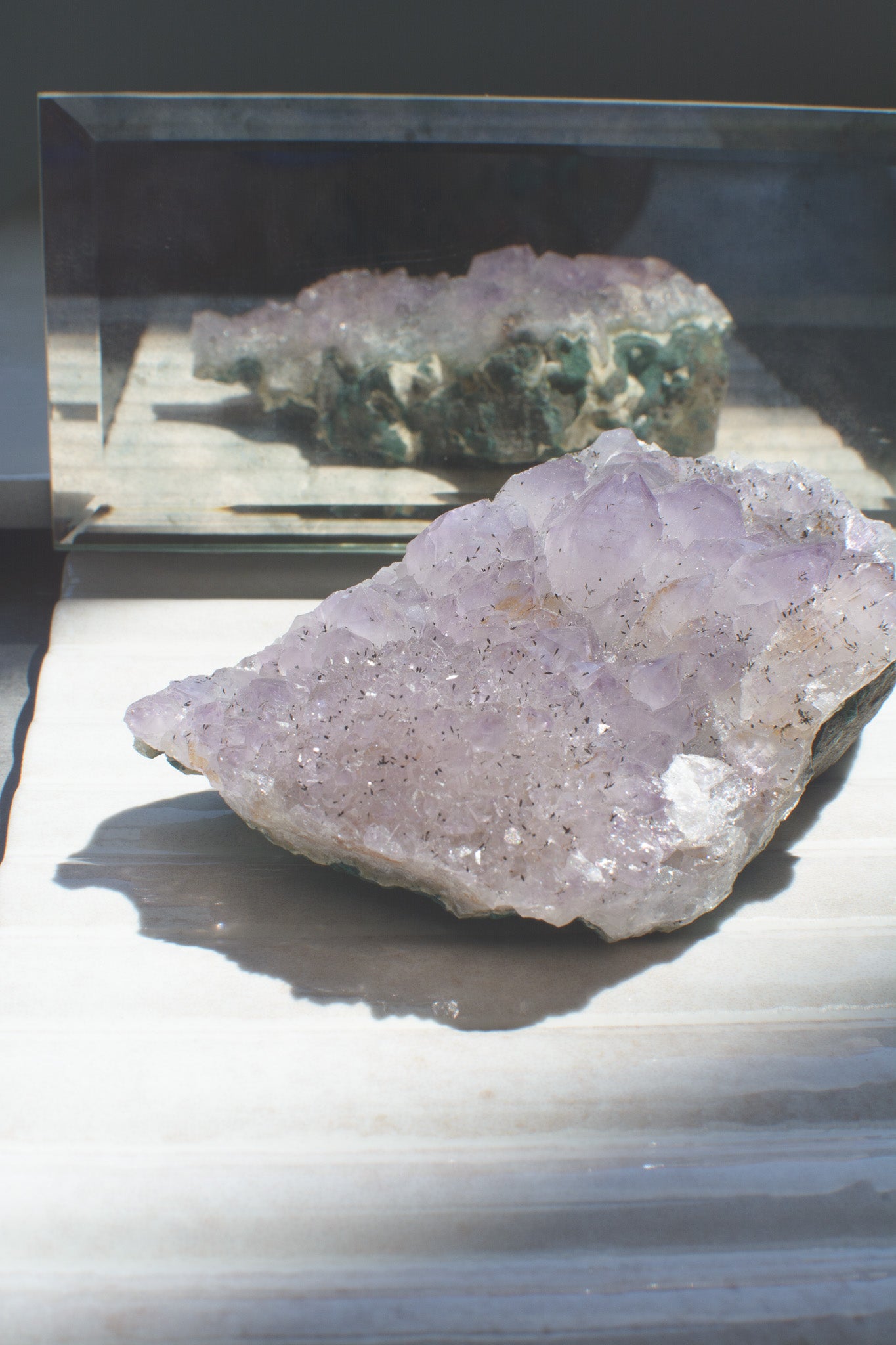 Amethyst Cluster with Hematite Specs