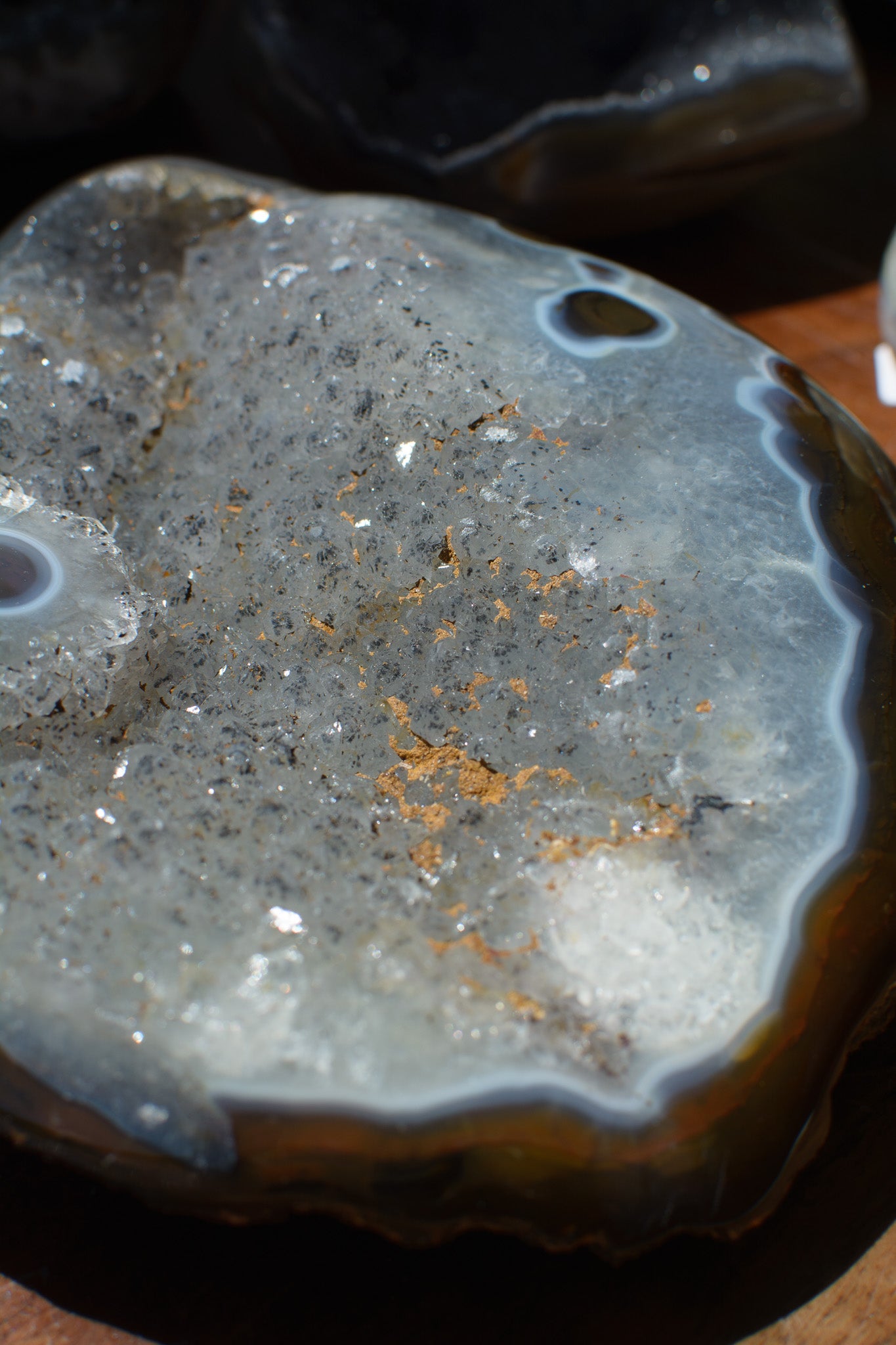 Polished Agate Geode with Druzy