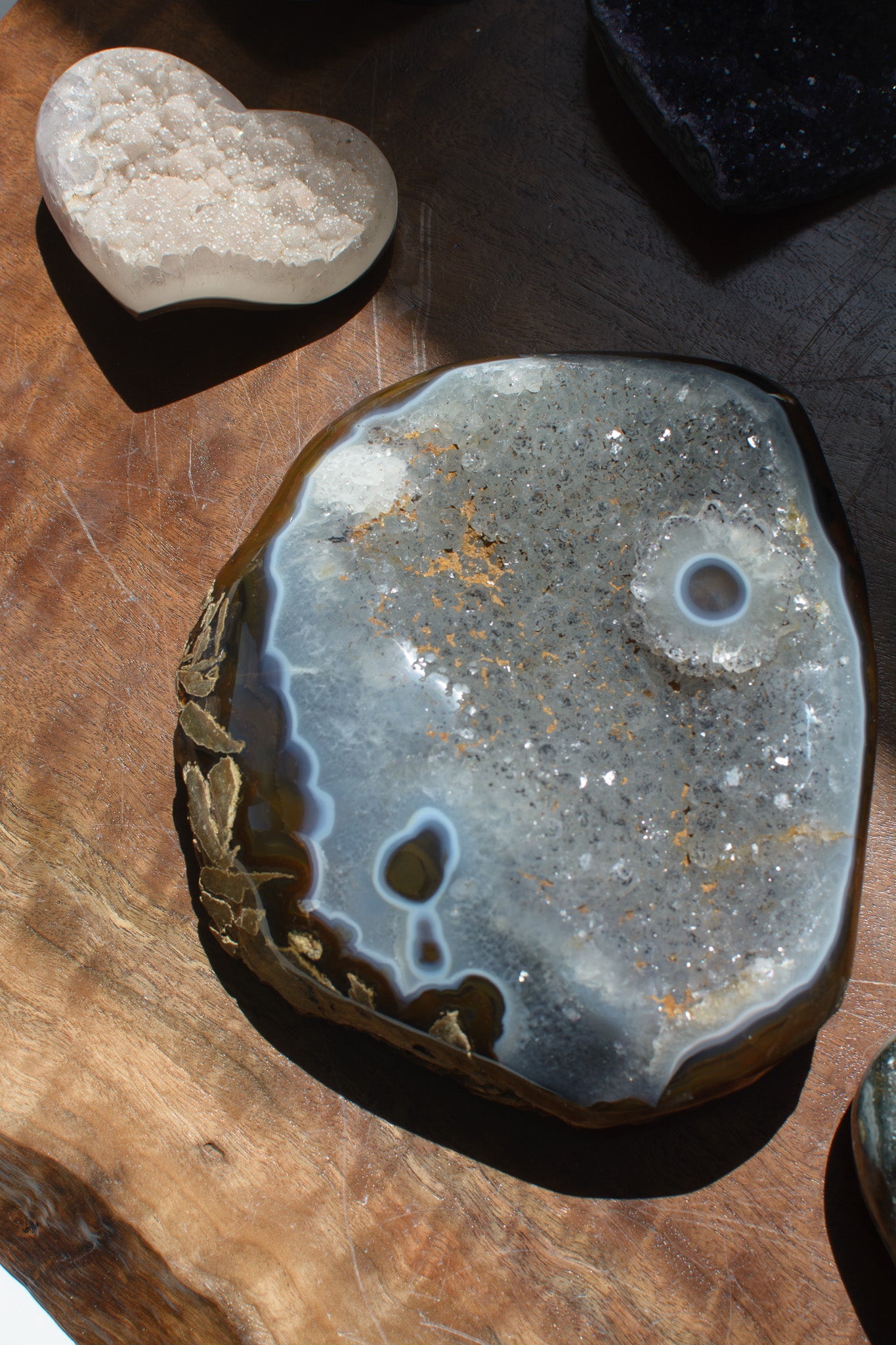 Polished Agate Geode with Druzy