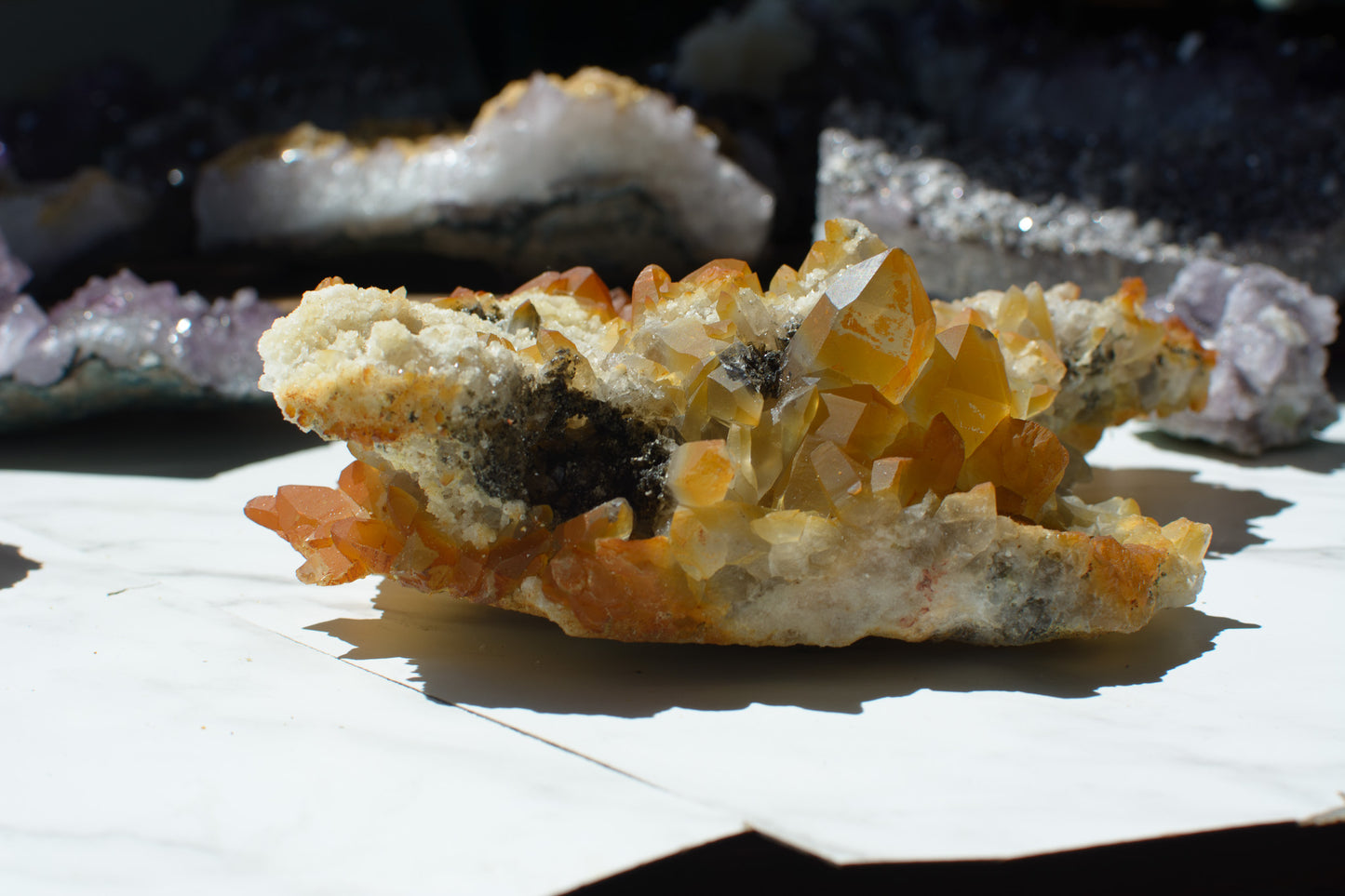 Tangerine Quartz with Feldspar