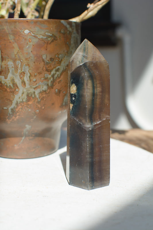 Smoky Black Flourite Tower