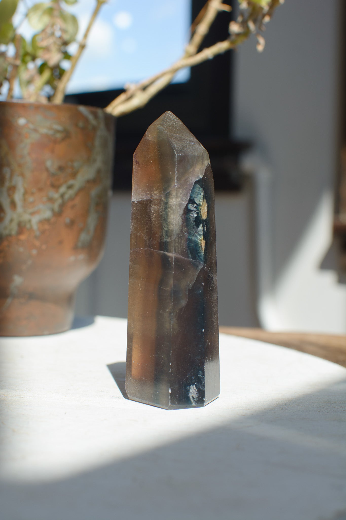 Smoky Black Flourite Tower