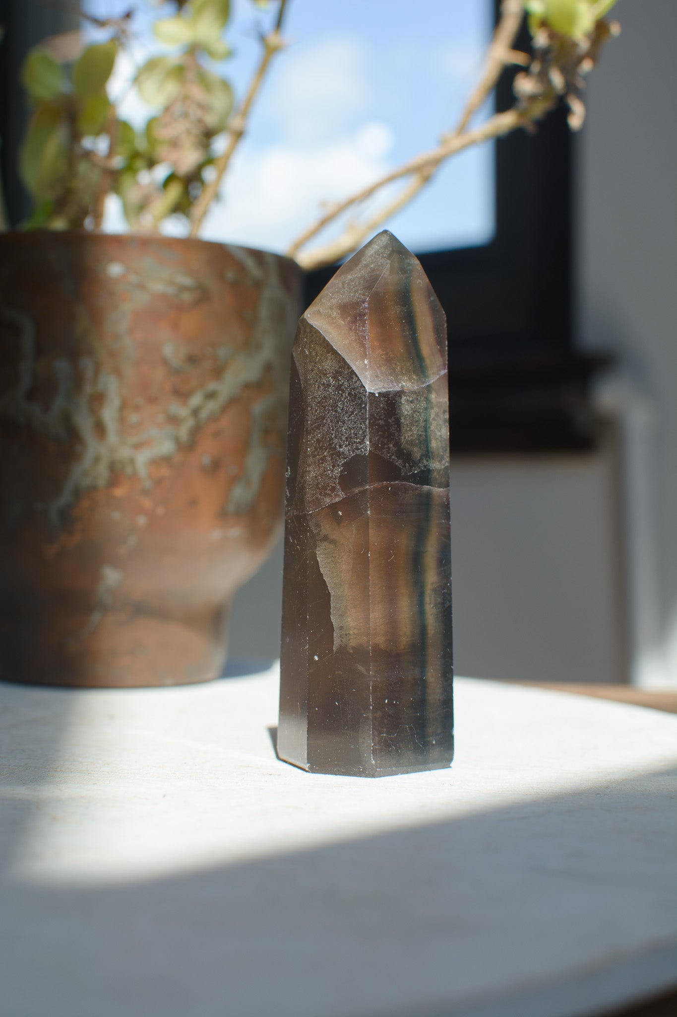 Smoky Black Flourite Tower