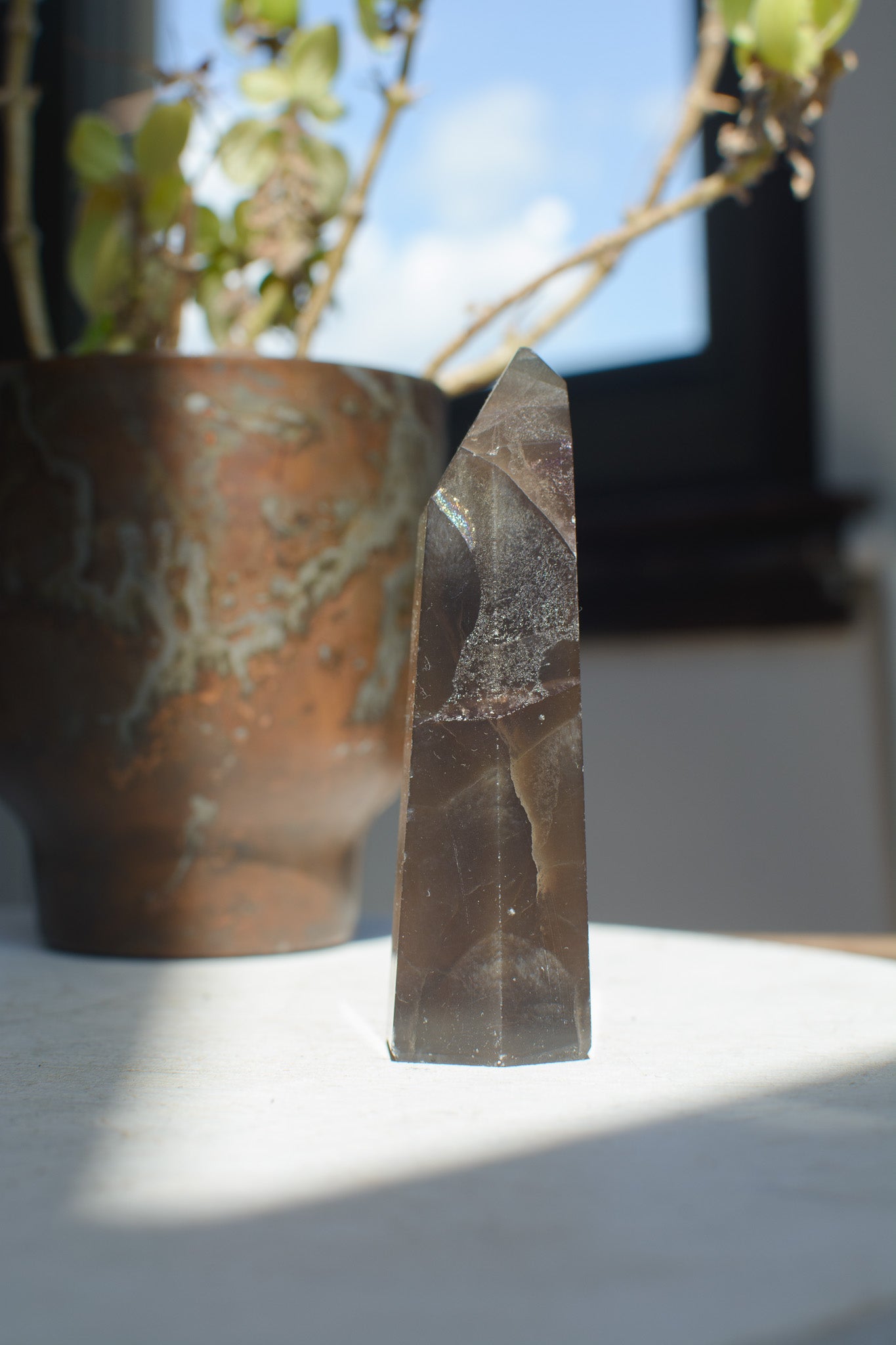 Smoky Black Flourite Tower