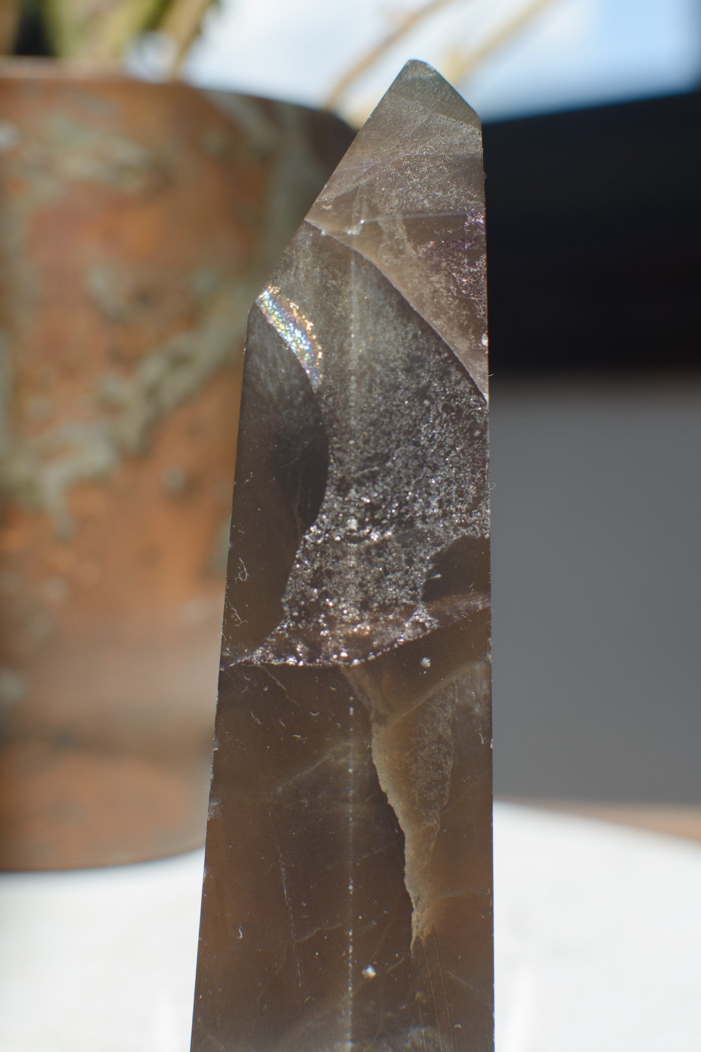 Smoky Black Flourite Tower