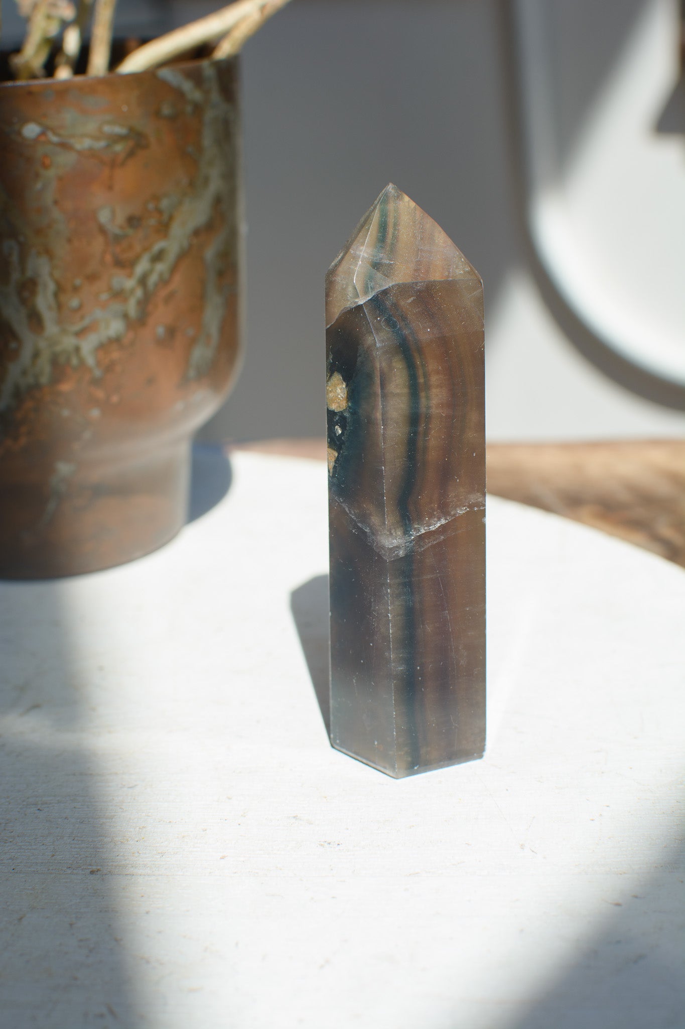 Smoky Black Flourite Tower