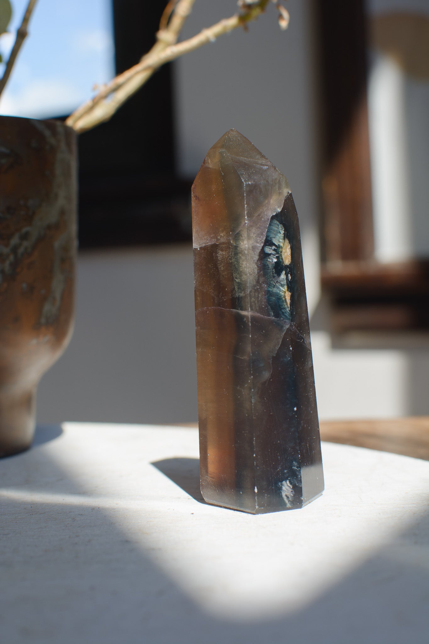 Smoky Black Flourite Tower