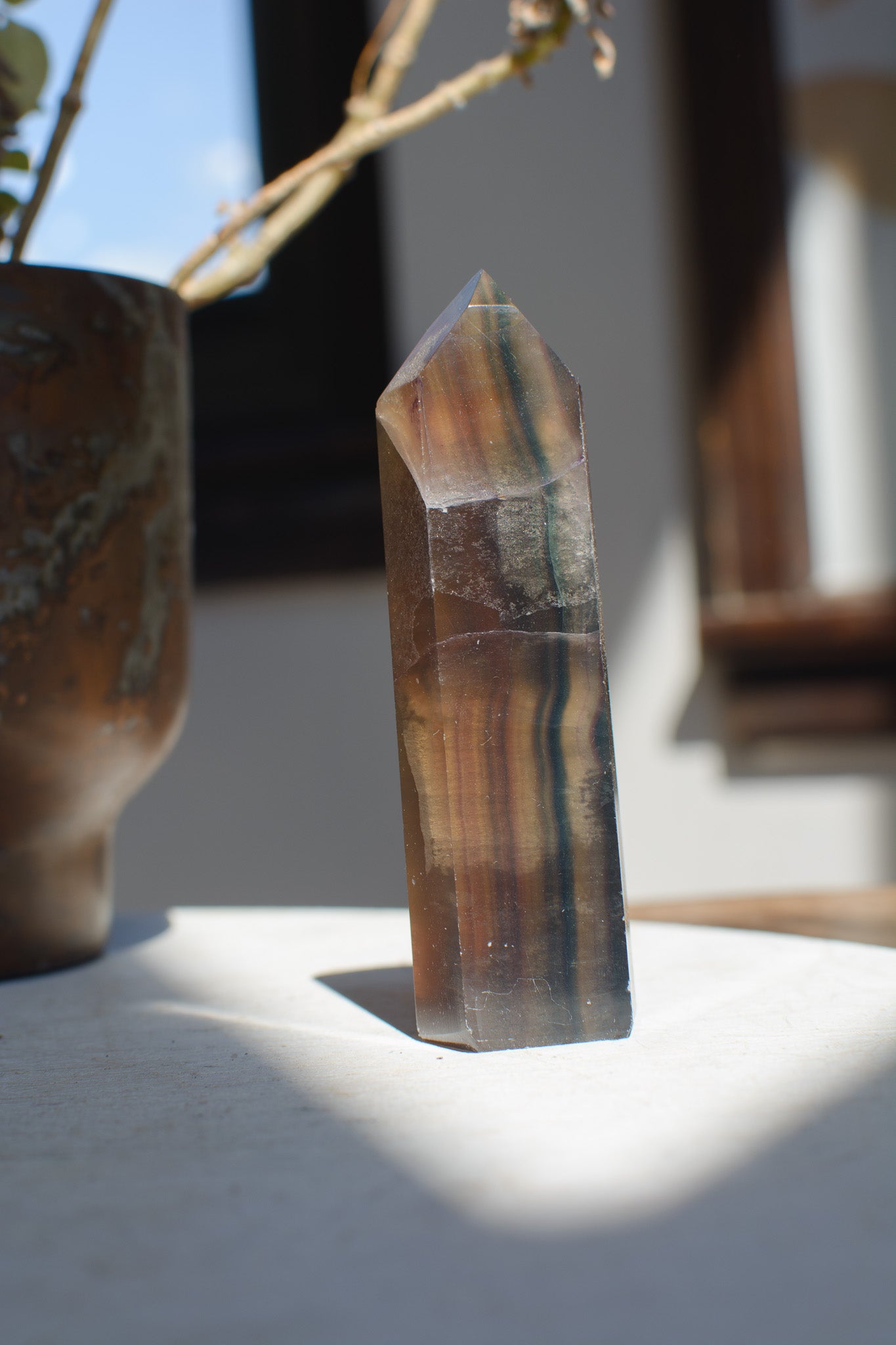 Smoky Black Flourite Tower