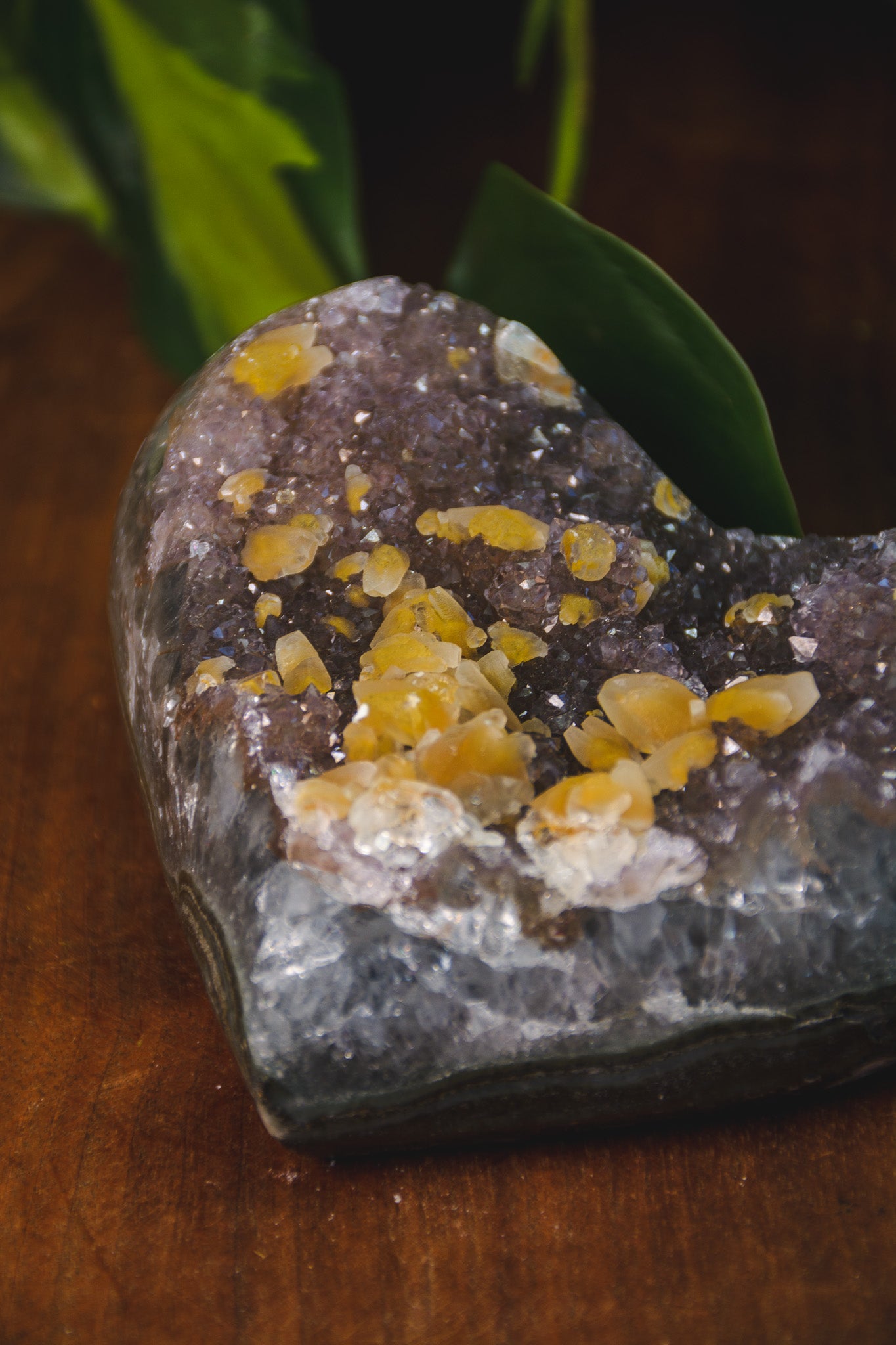 Amethyst with Calcite in Heart Shape