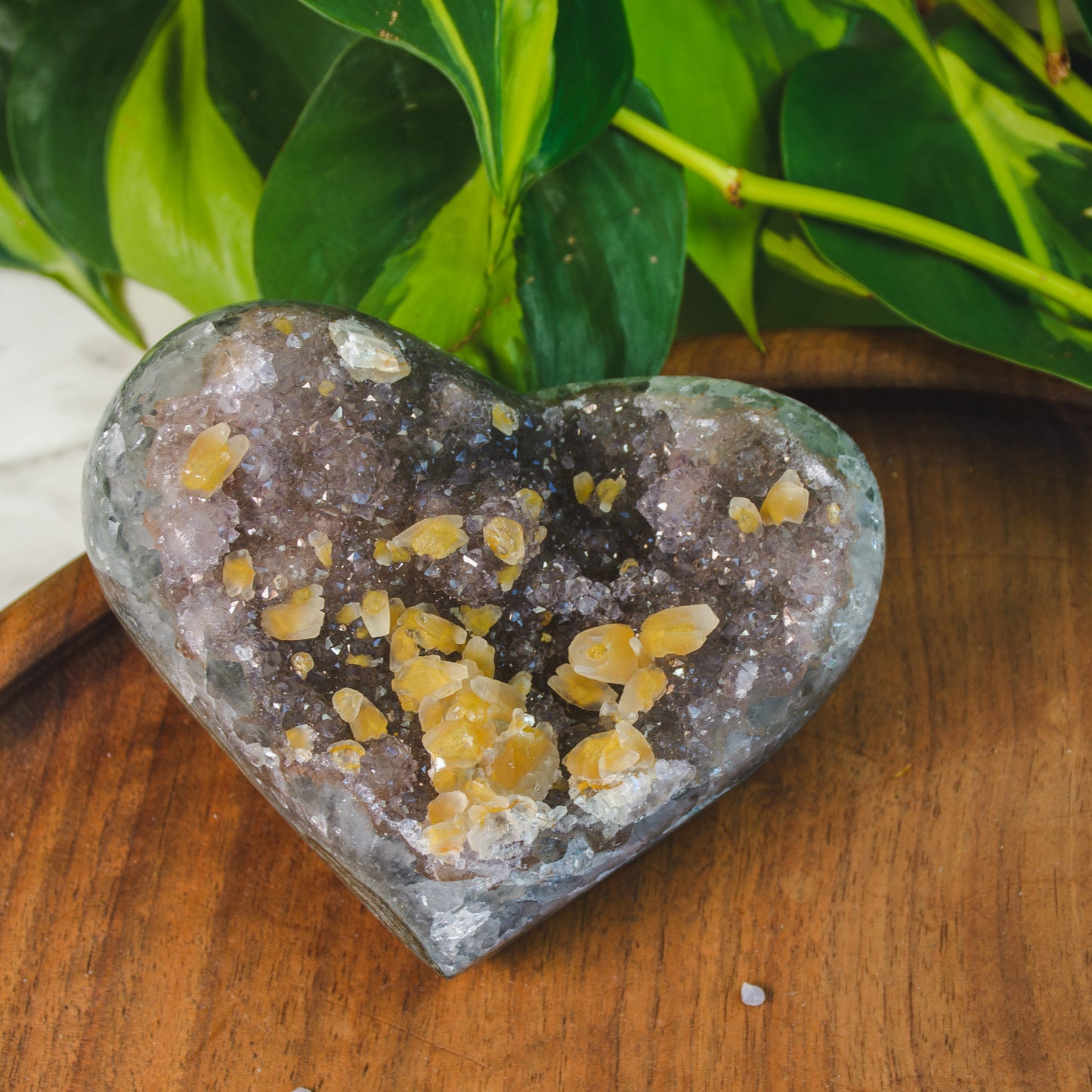 Amethyst with Calcite in Heart Shape