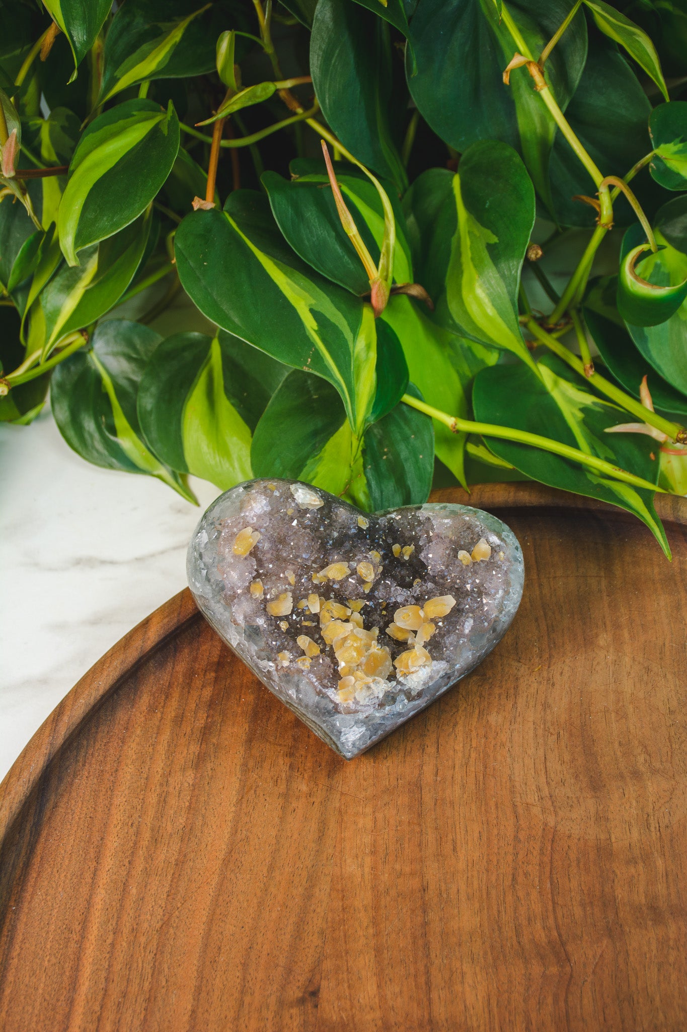 Amethyst with Calcite in Heart Shape