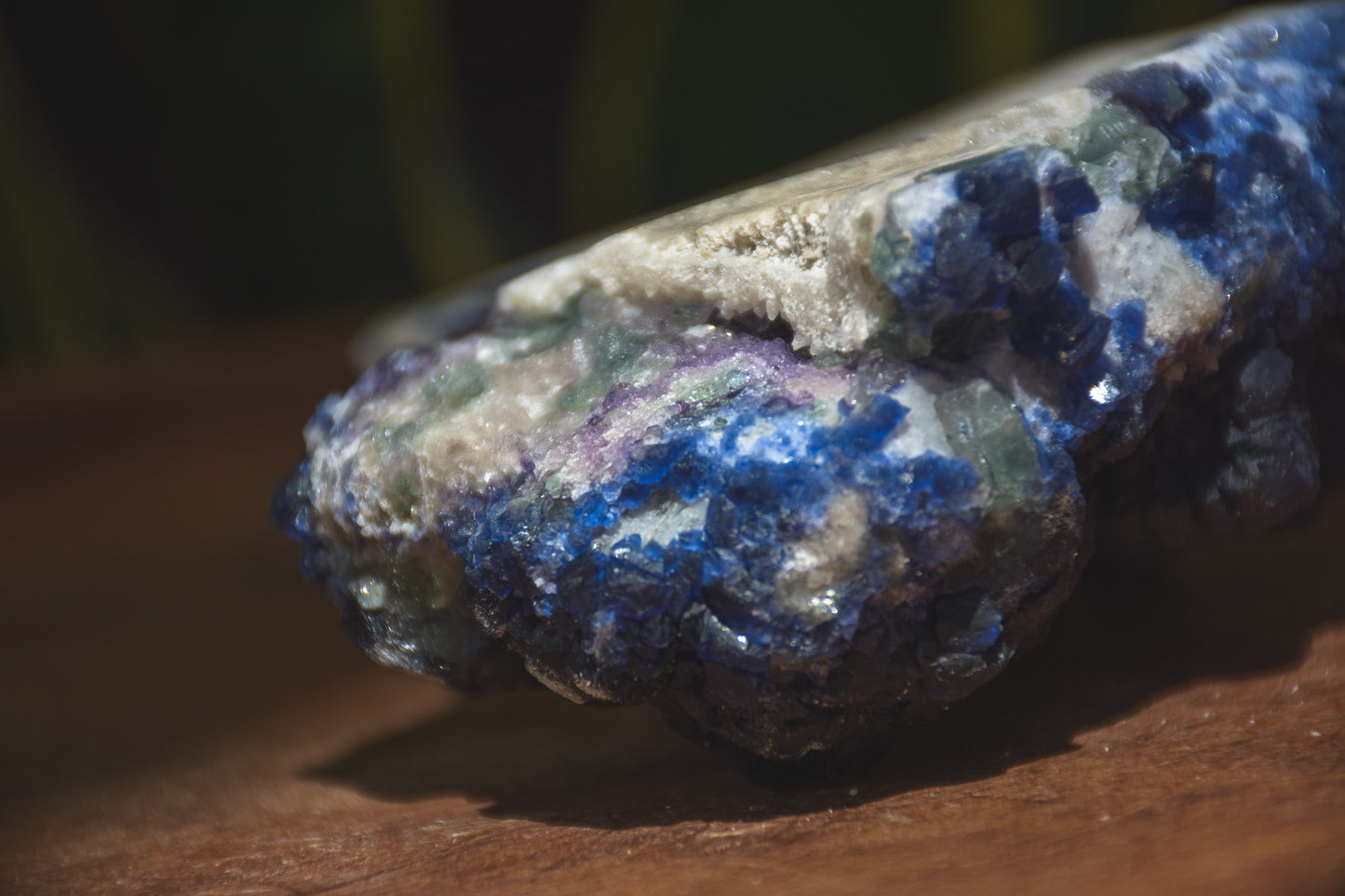 Blueberry Flourite on Candle Quartz from Inner Mongolia