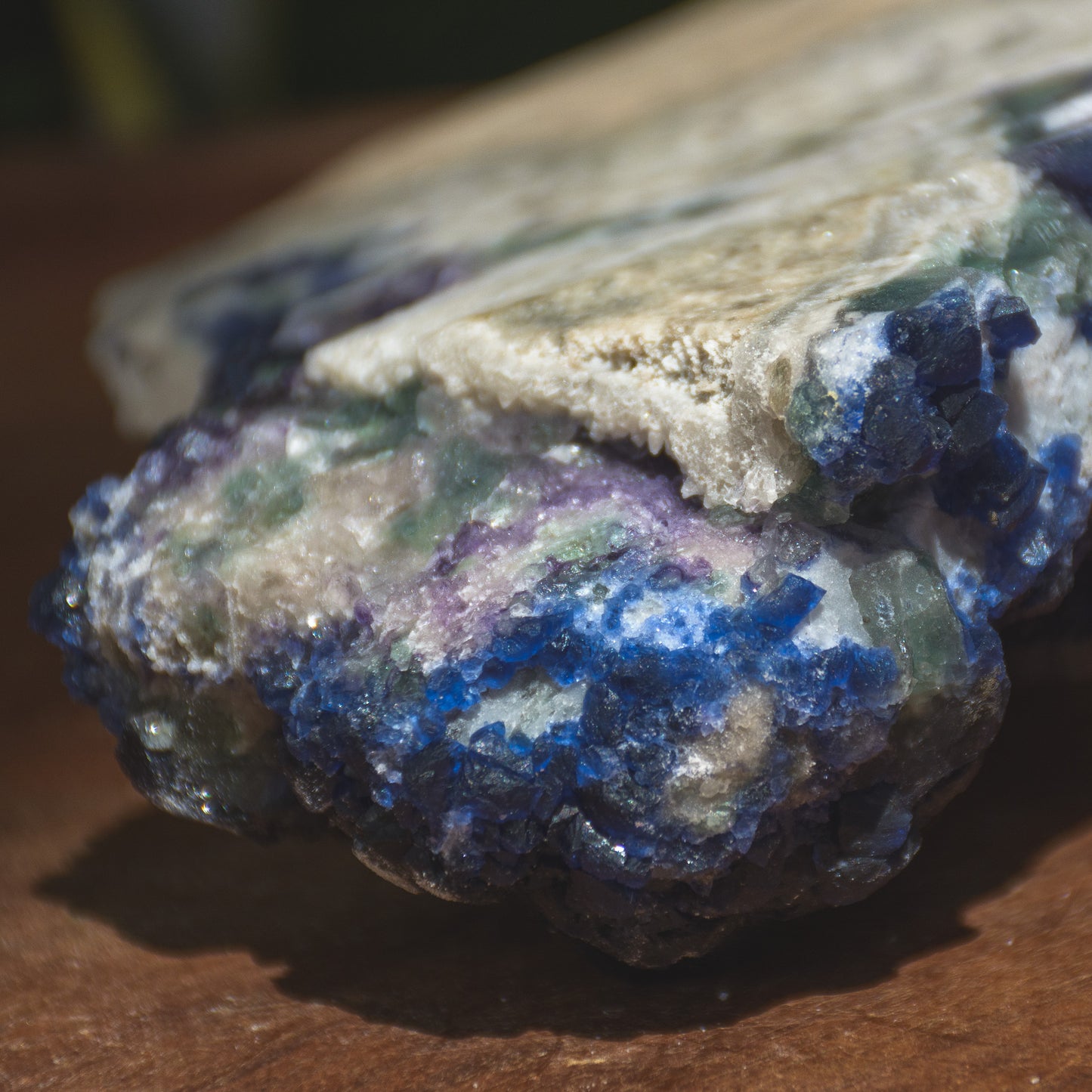 Blueberry Flourite on Candle Quartz from Inner Mongolia