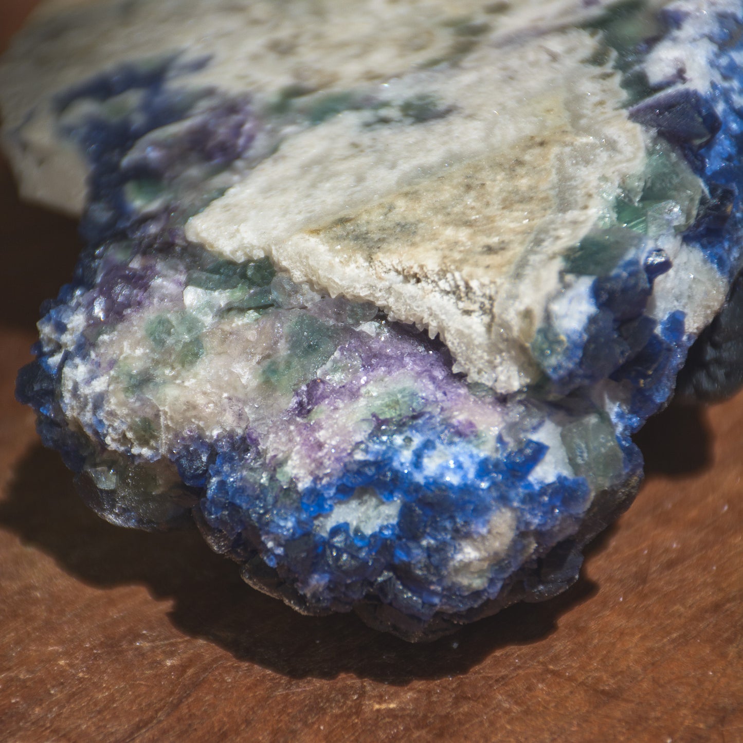 Blueberry Flourite on Candle Quartz from Inner Mongolia