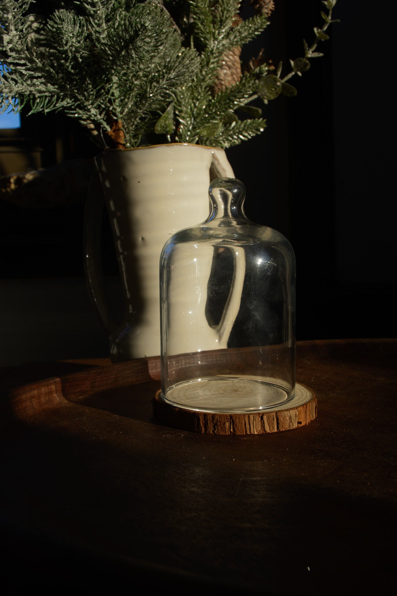 Glass Crystal Display Cloche with Wooden Base | SURRY HILLS STONES