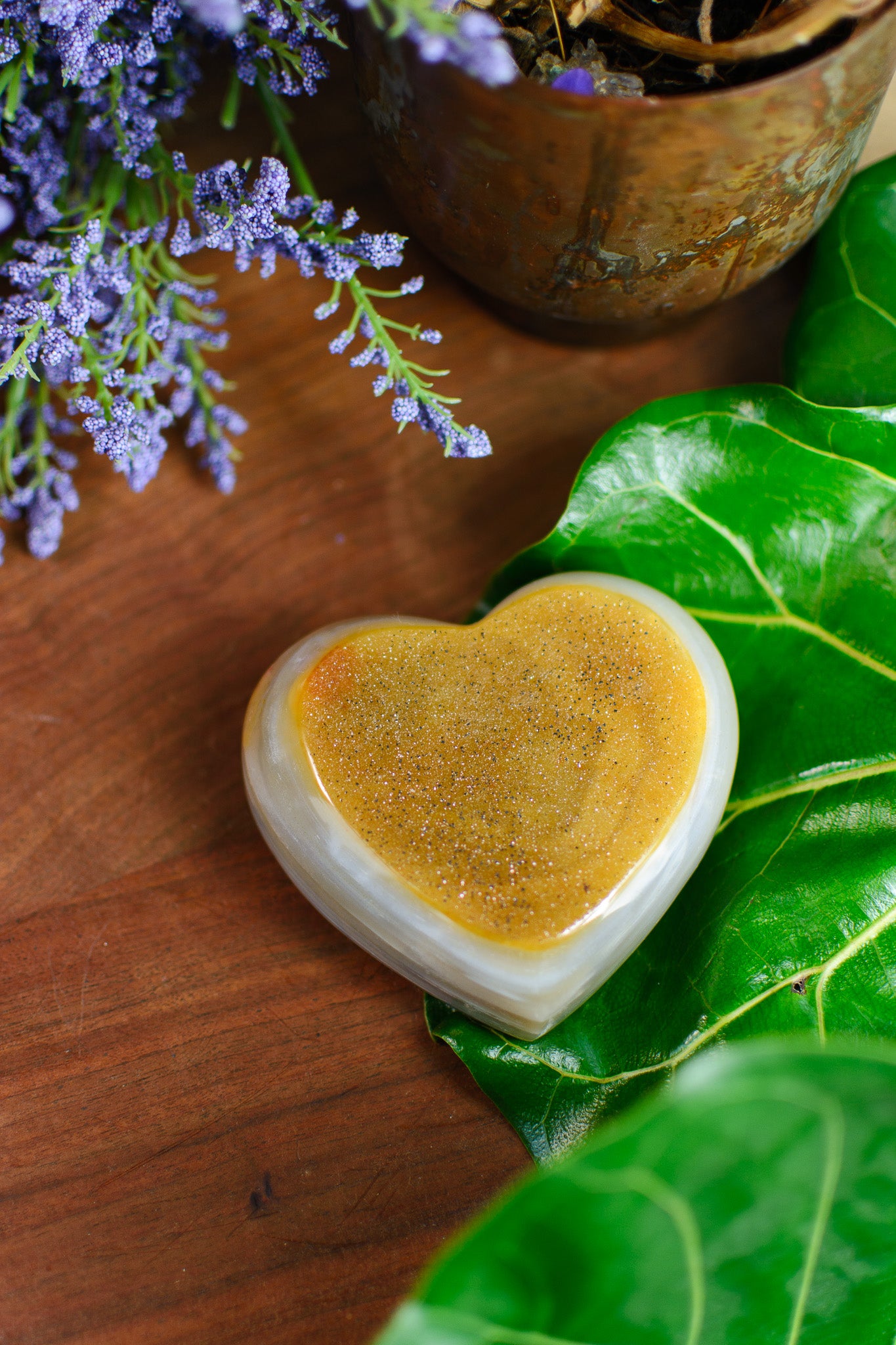 Agate Heart with Druzy - Surry Hills Stones