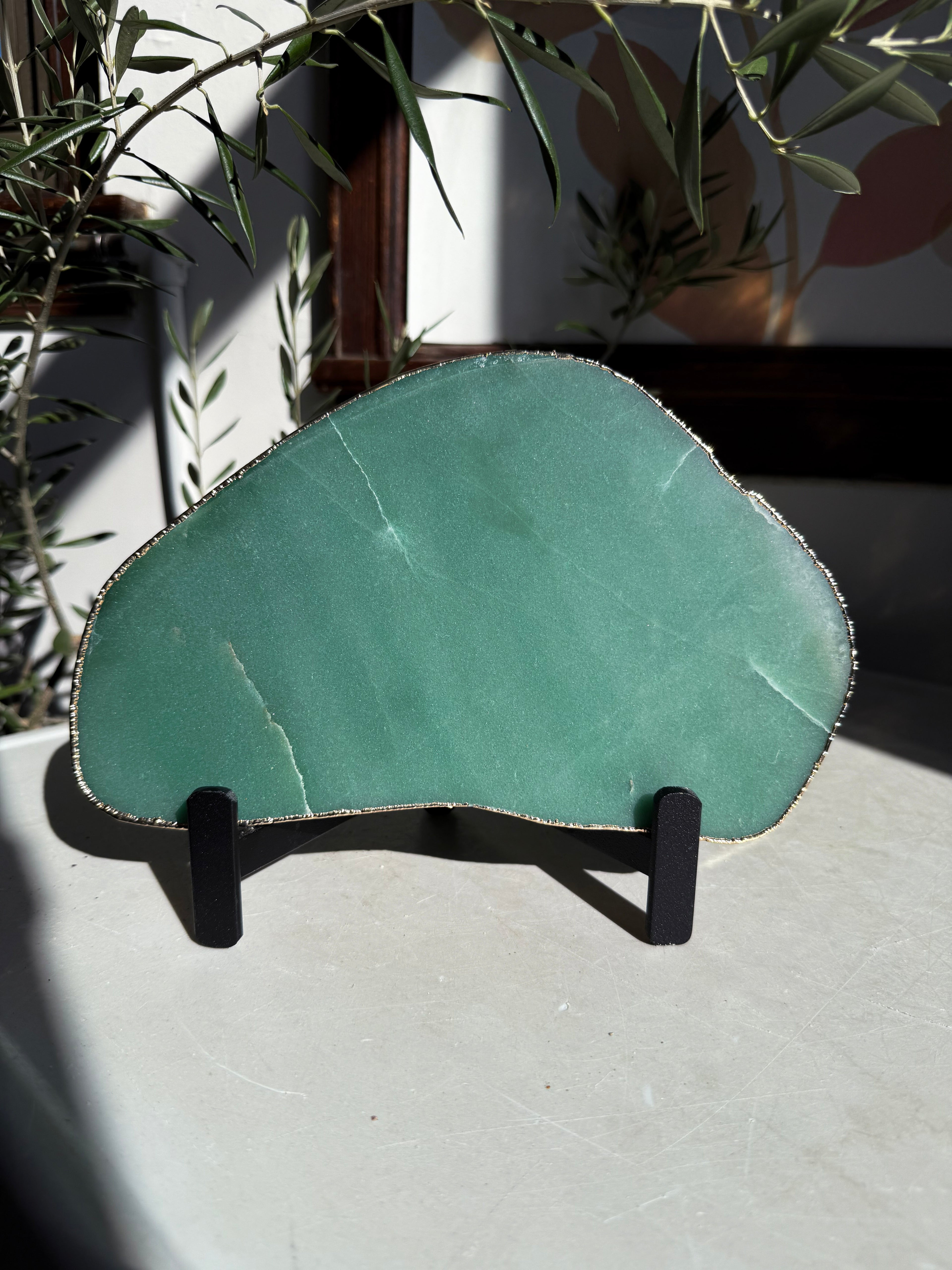 Green Adventurine on iron stand