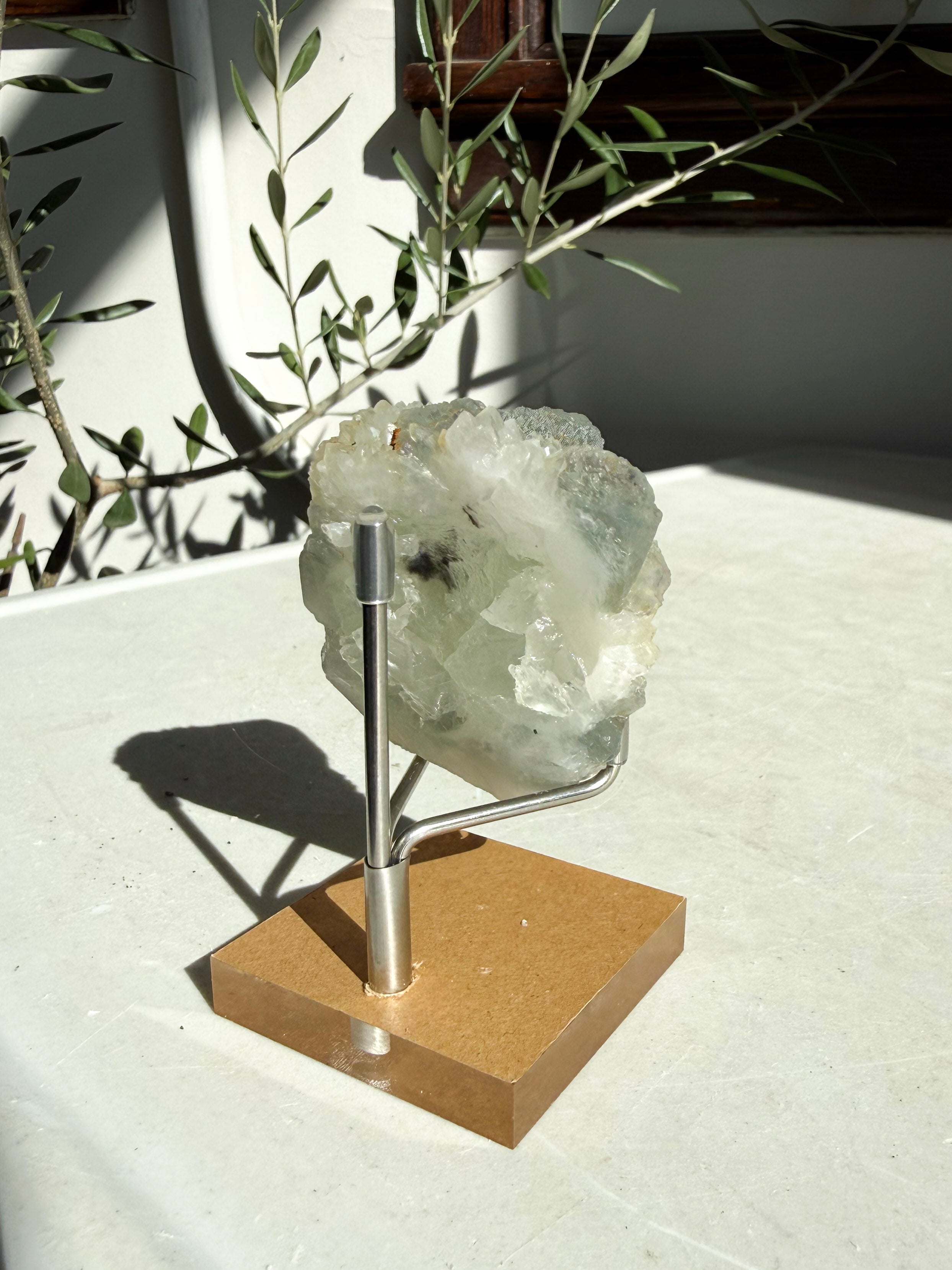 fujian fluorite quartz on wooden  on marble counter