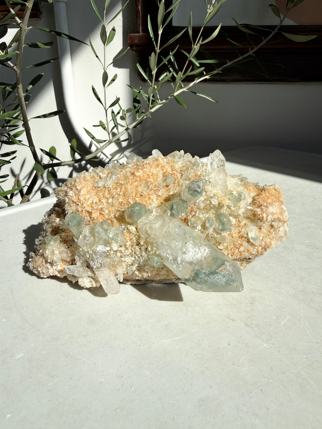 Himalayan Chlorite Quartz Cluster with iron inclusions