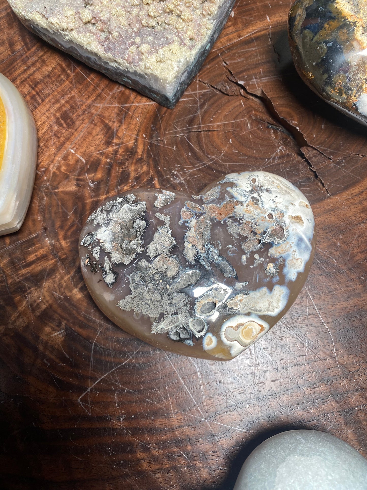 Agate Heart with Sparkling Druzy