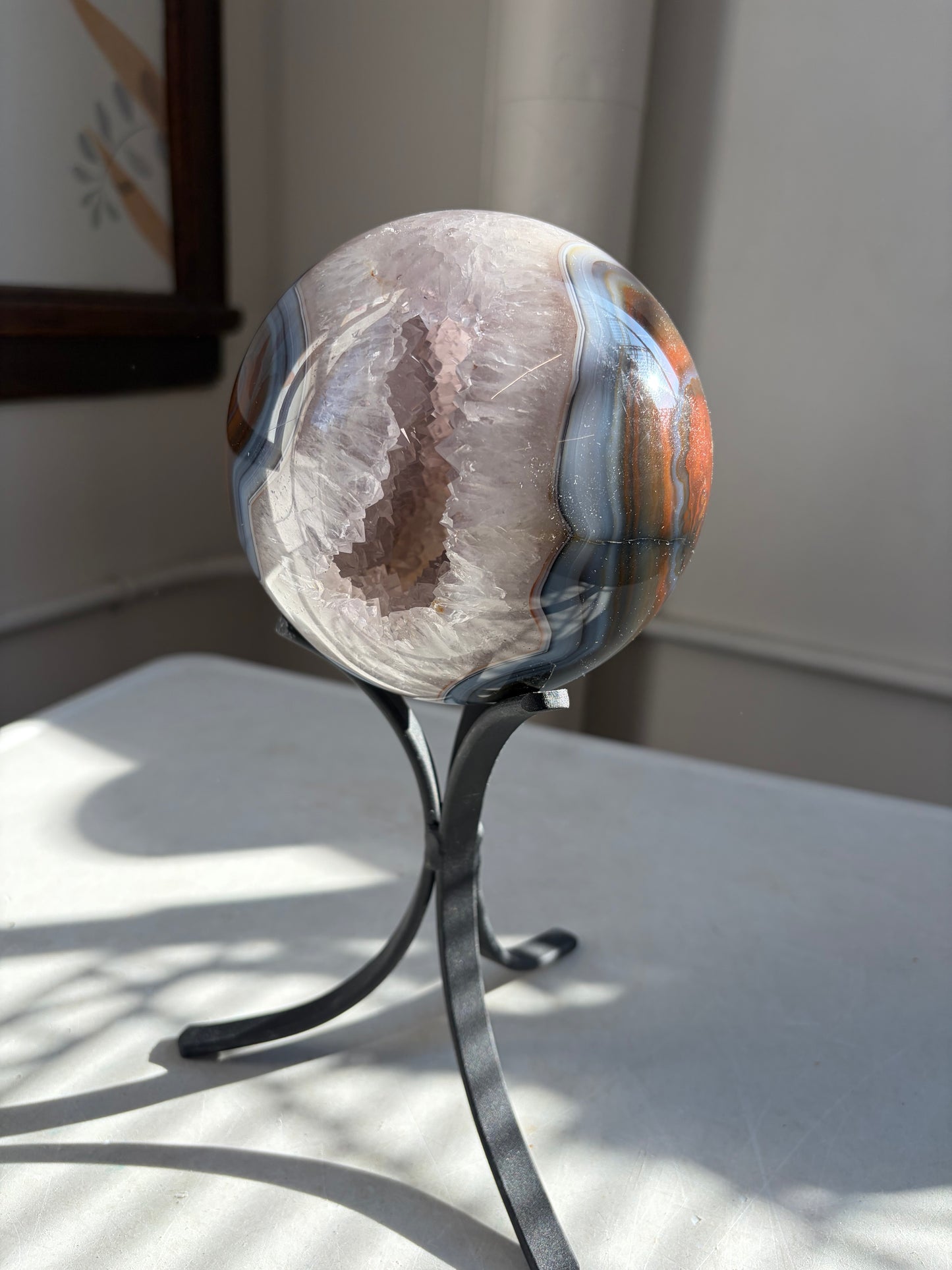 Agate Sphere on Stand