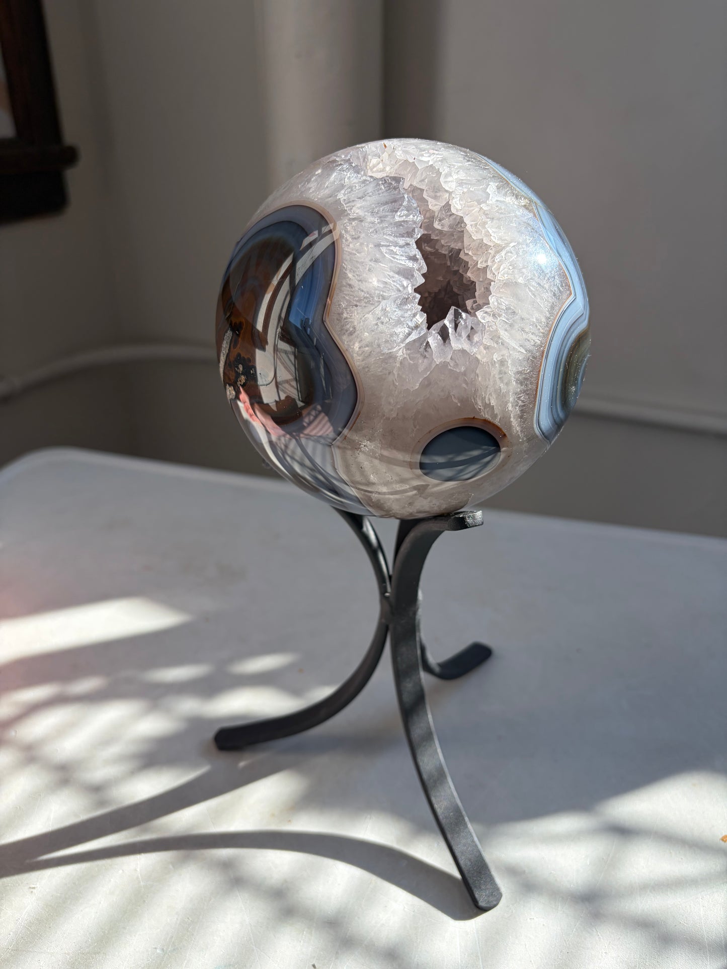 Agate Sphere on Stand