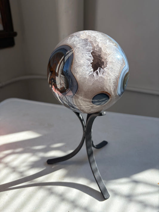 Agate Sphere on Stand