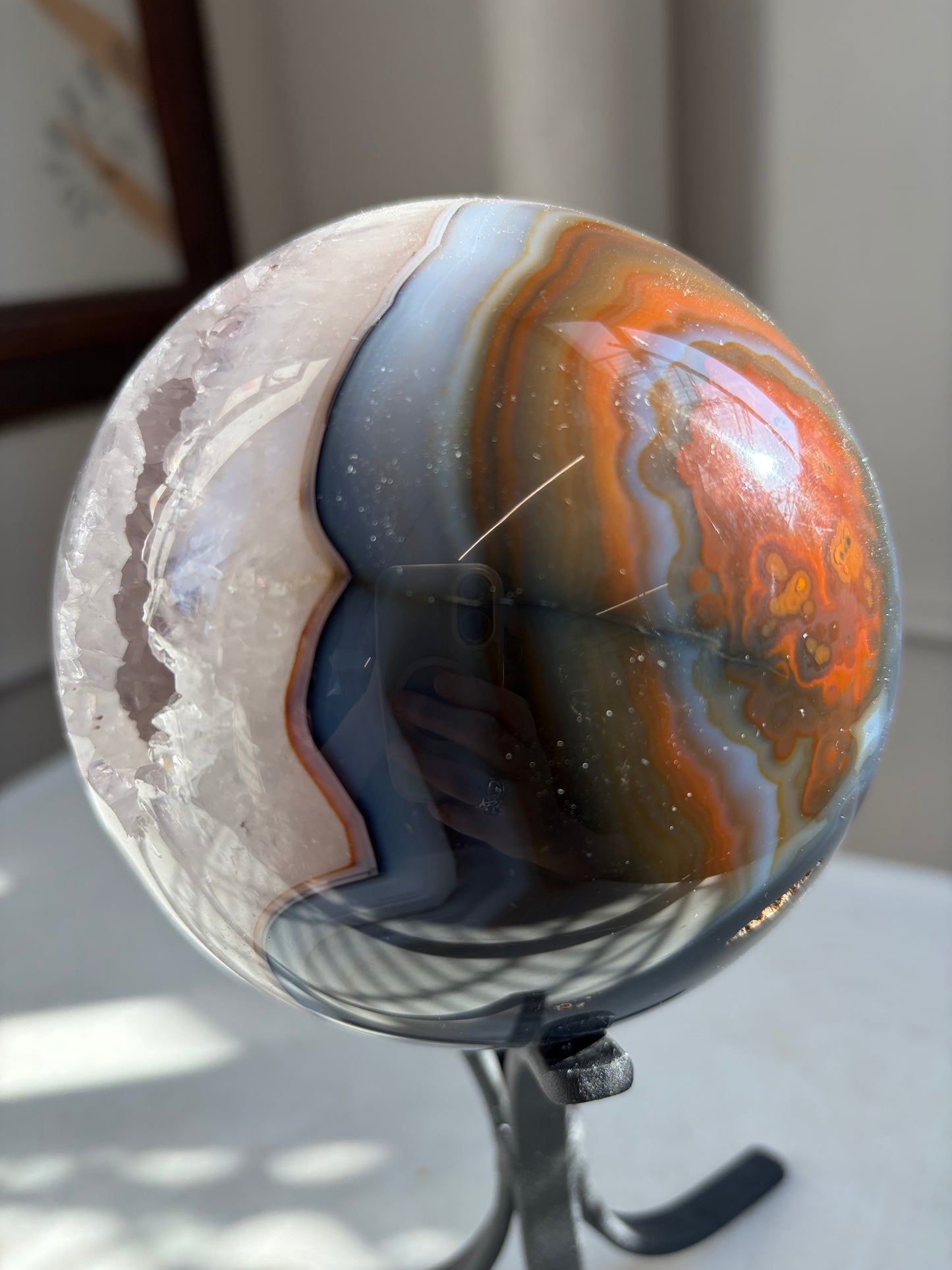 Agate Sphere on Stand