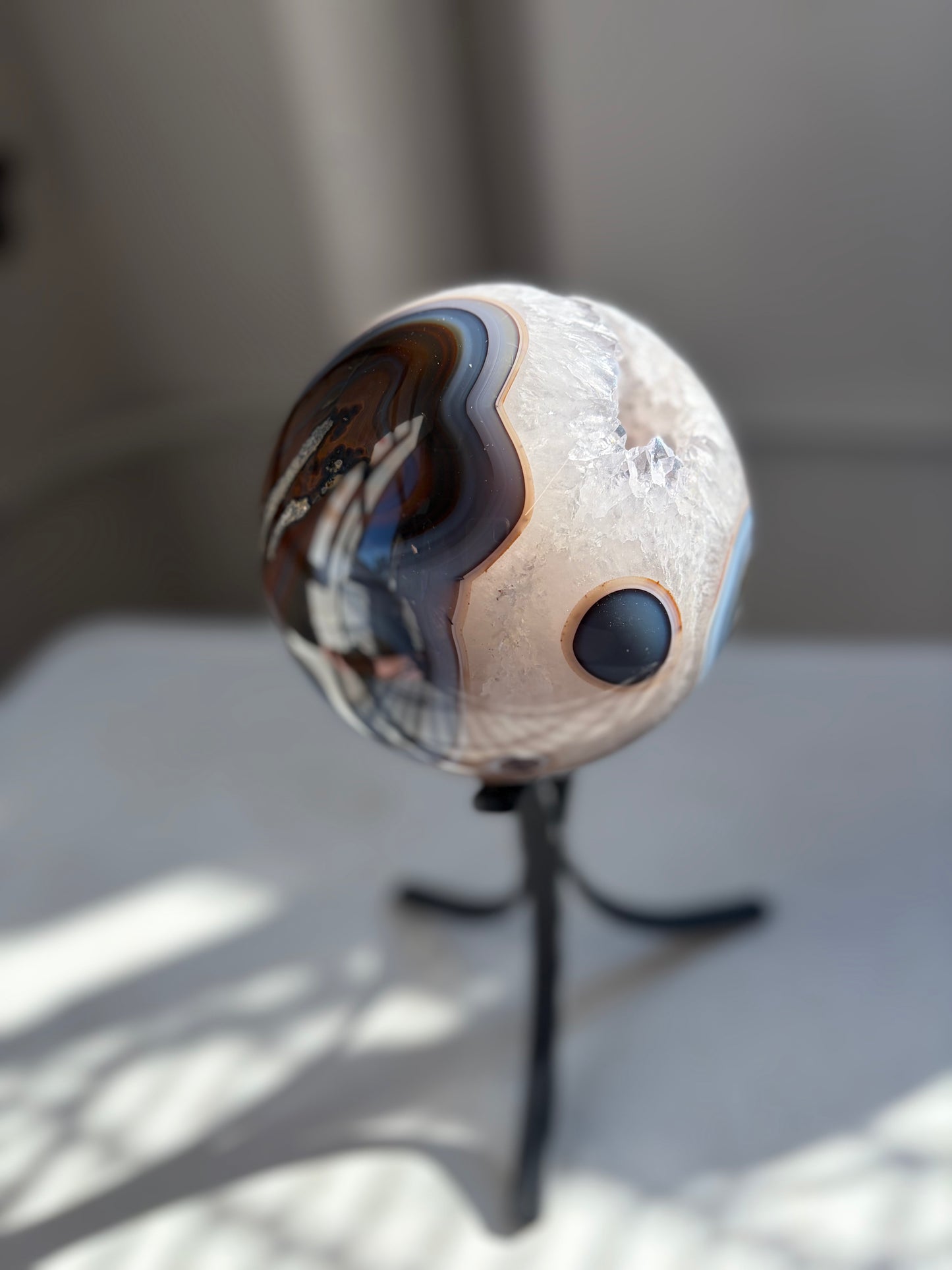 Agate Sphere on Stand