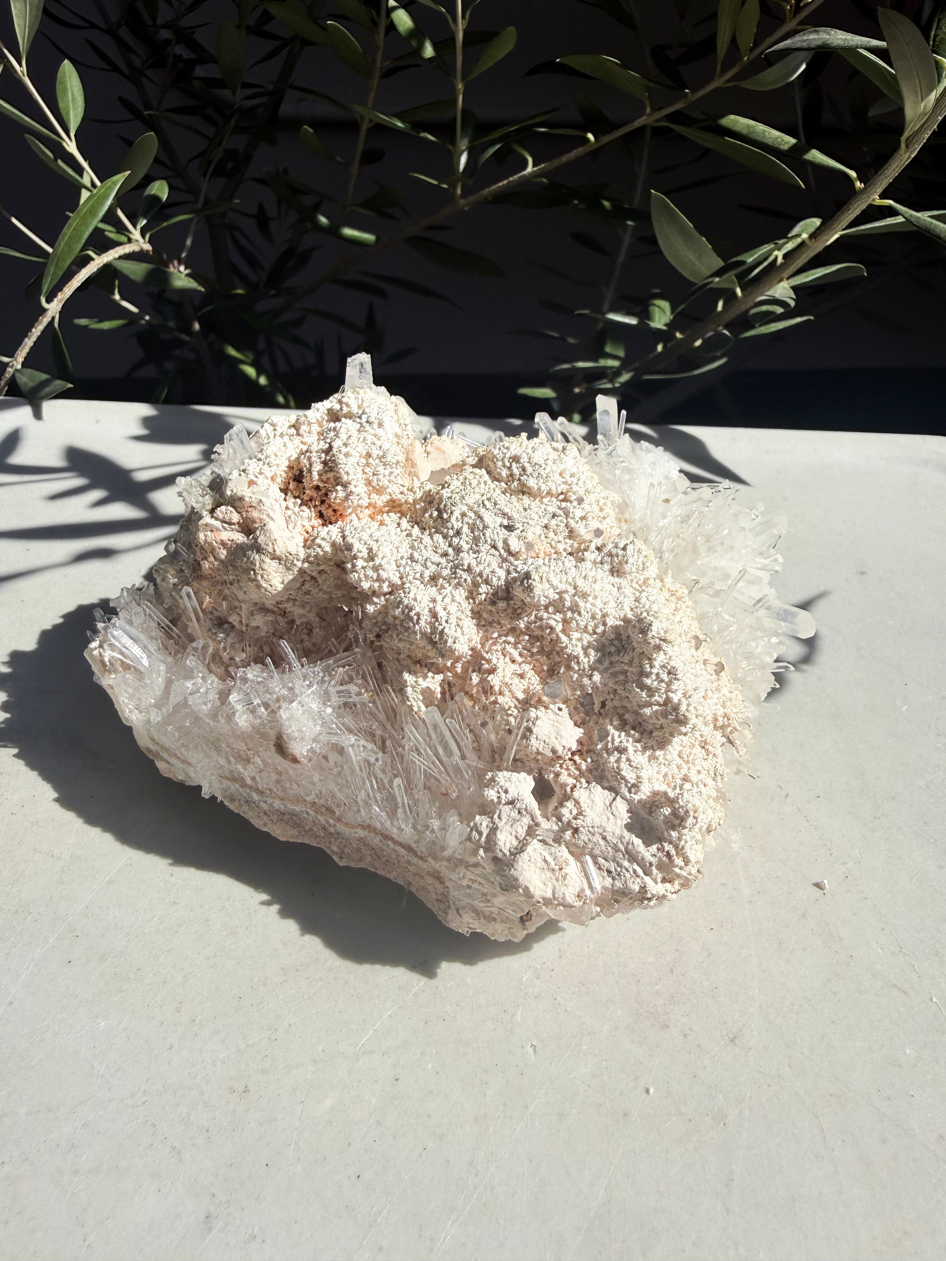 colombian Unique needle quartz specimen with calcite