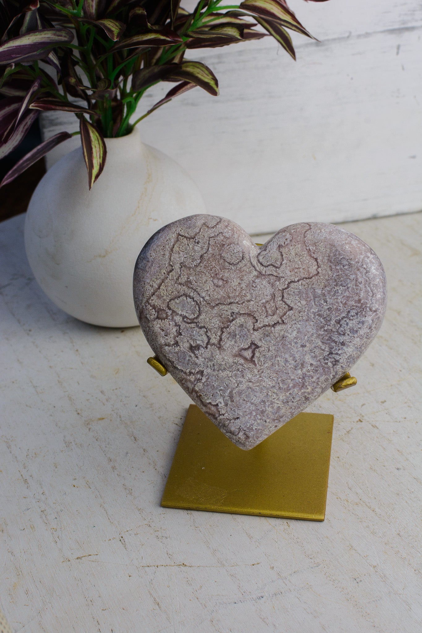 Pink Amethyst Heart on Custom Stand