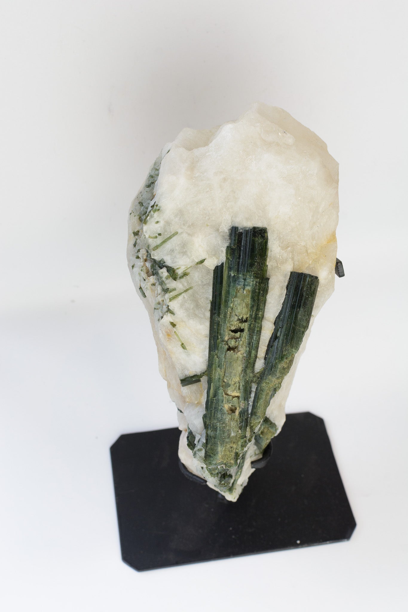 Green Tourmaline on Quartz with Custom Base