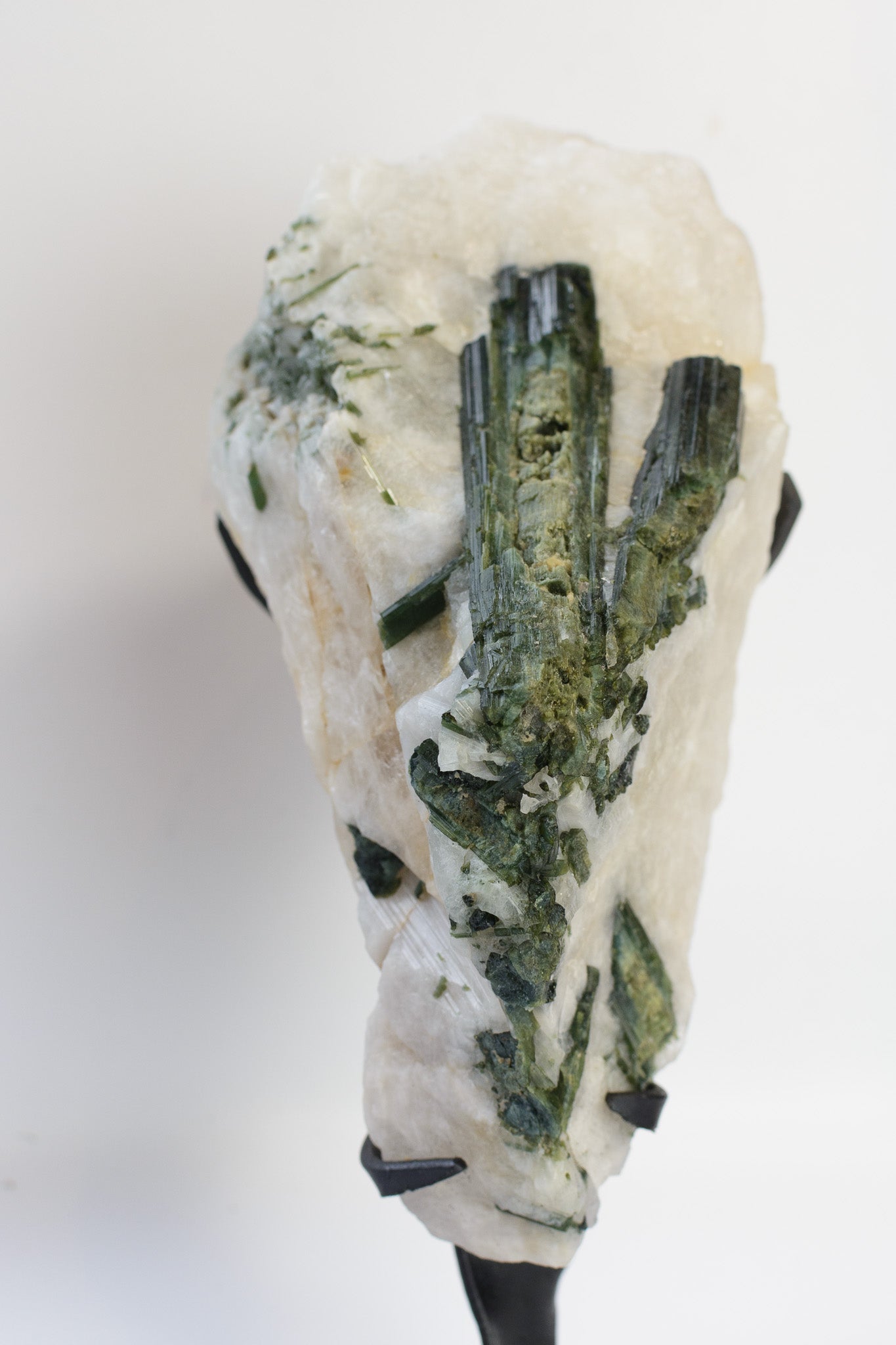 Green Tourmaline on Quartz with Custom Base