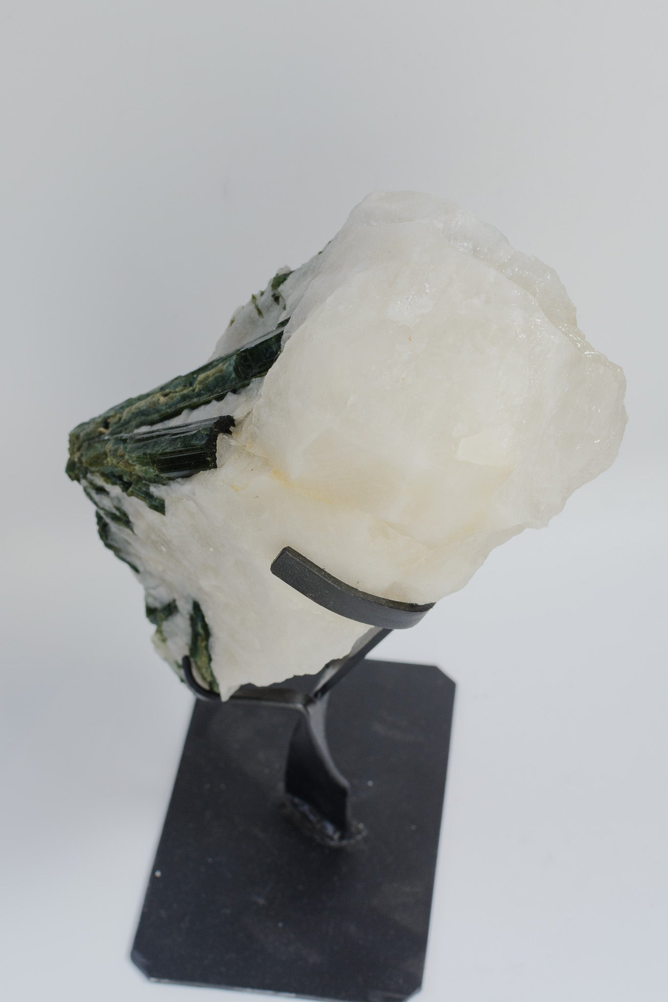 Green Tourmaline on Quartz with Custom Base