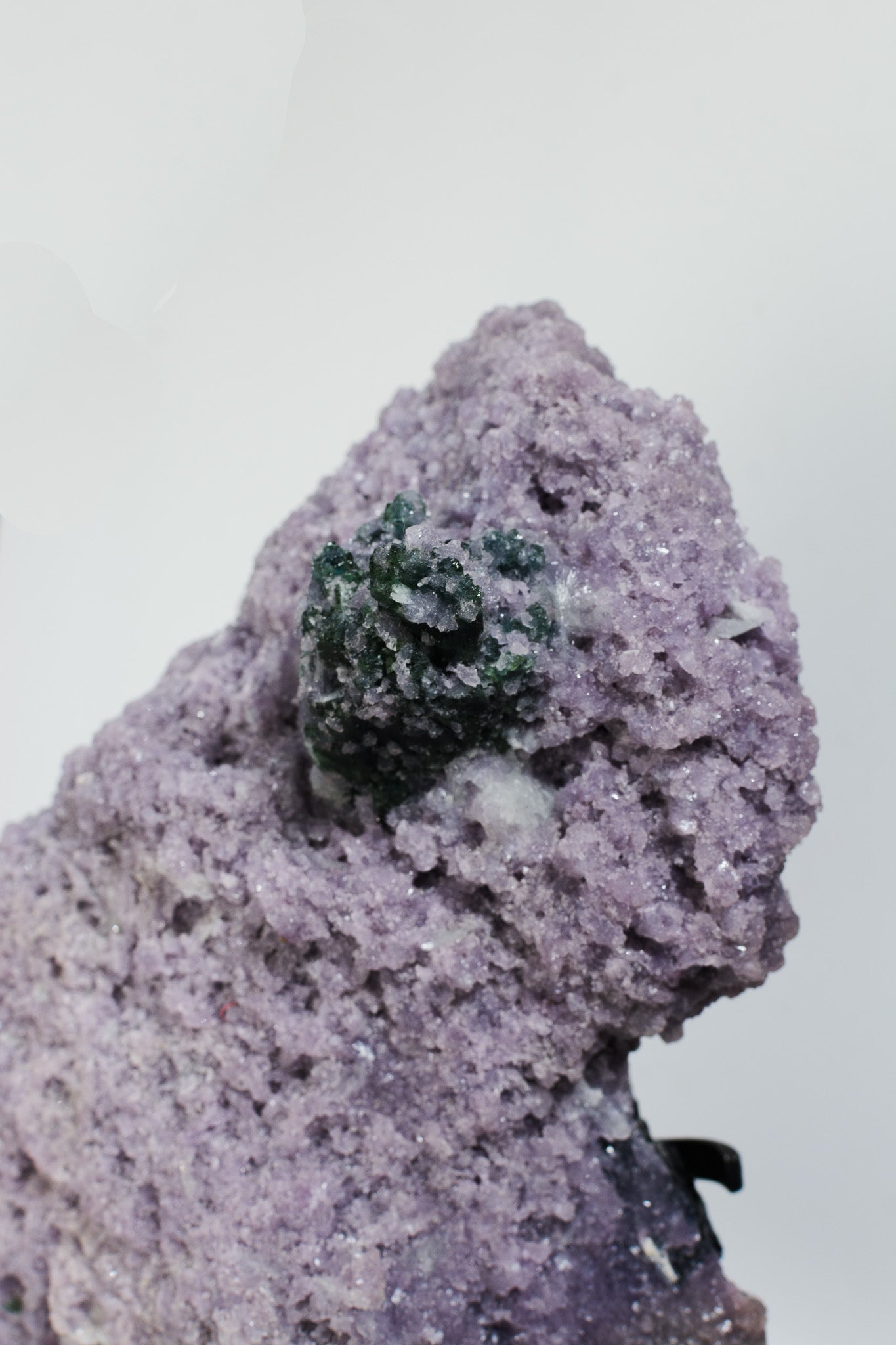 Crystalized Lepidolite with Green Tourmaline on Custom Stand