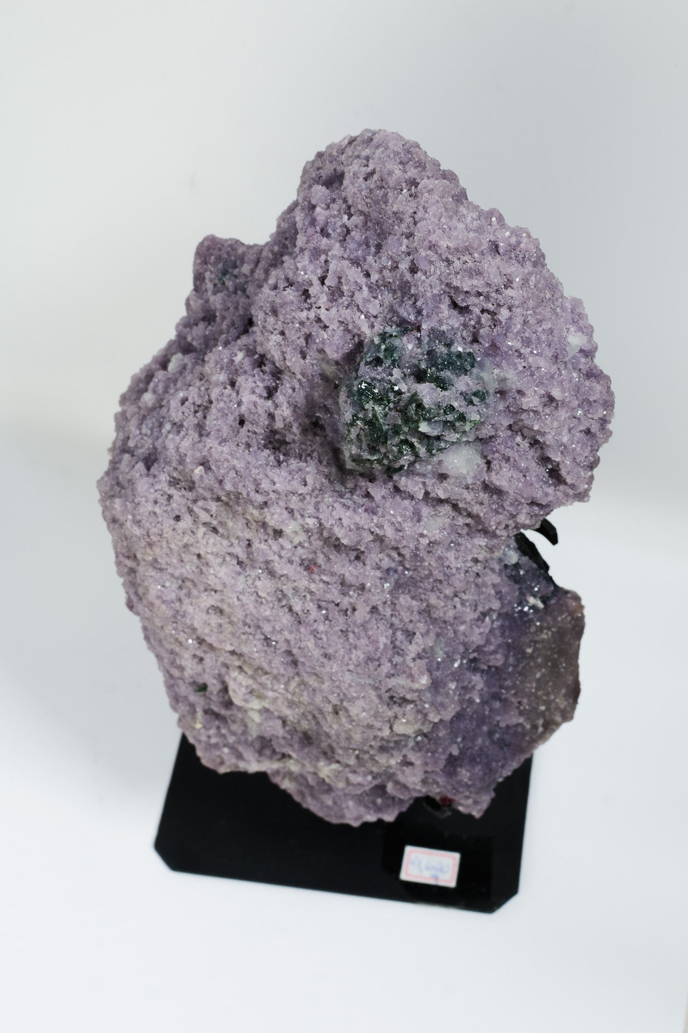 Crystalized Lepidolite with Green Tourmaline on Custom Stand