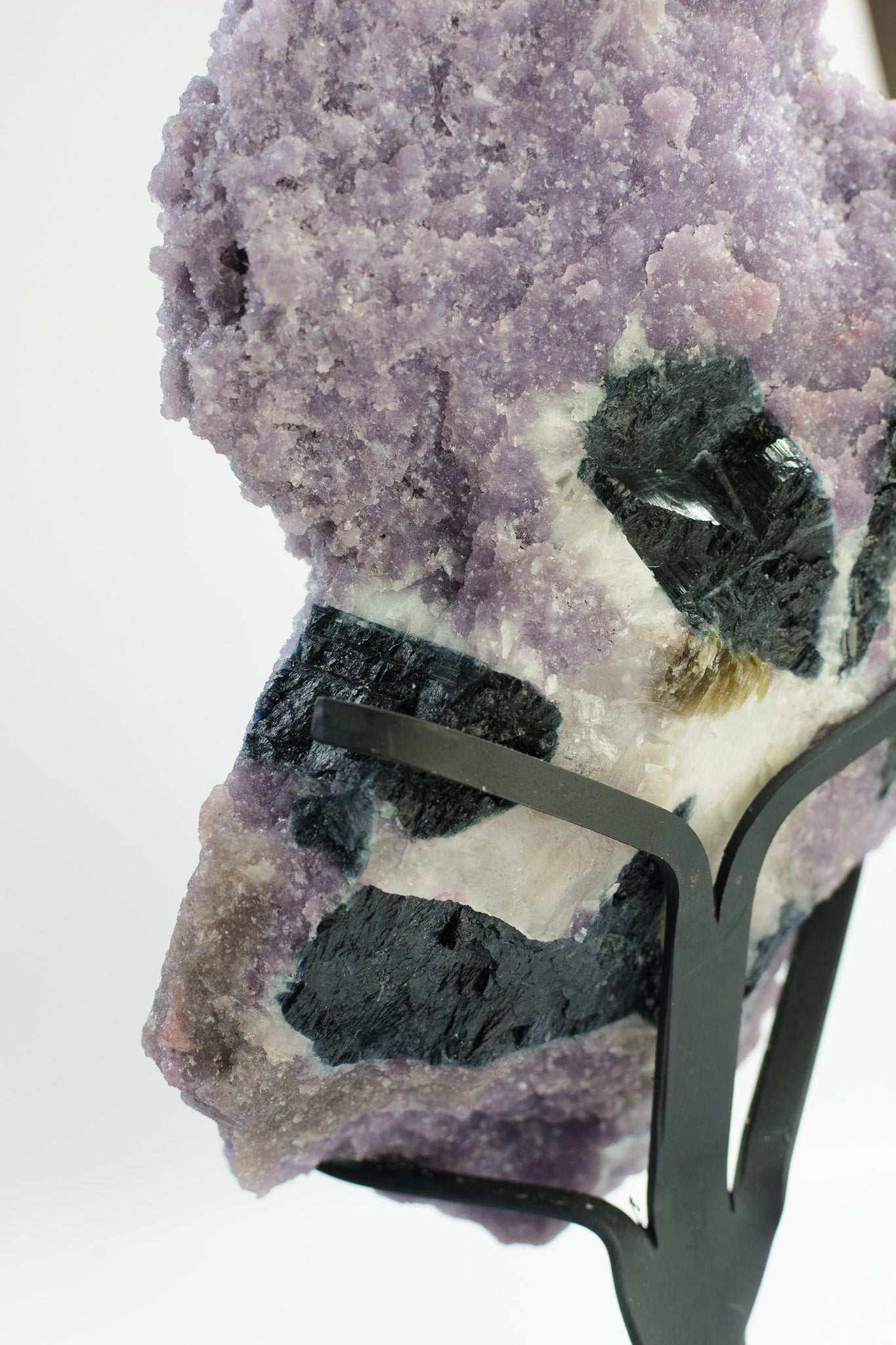 Crystalized Lepidolite with Green Tourmaline on Custom Stand