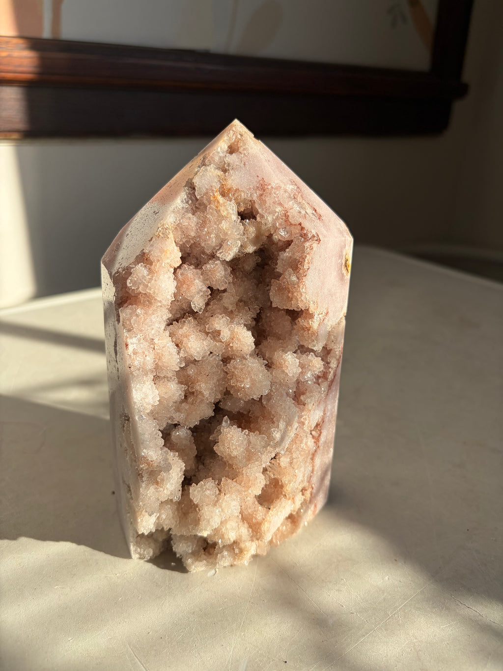 Pink Amethyst Tower with delicate rose-hued amethyst crystals
