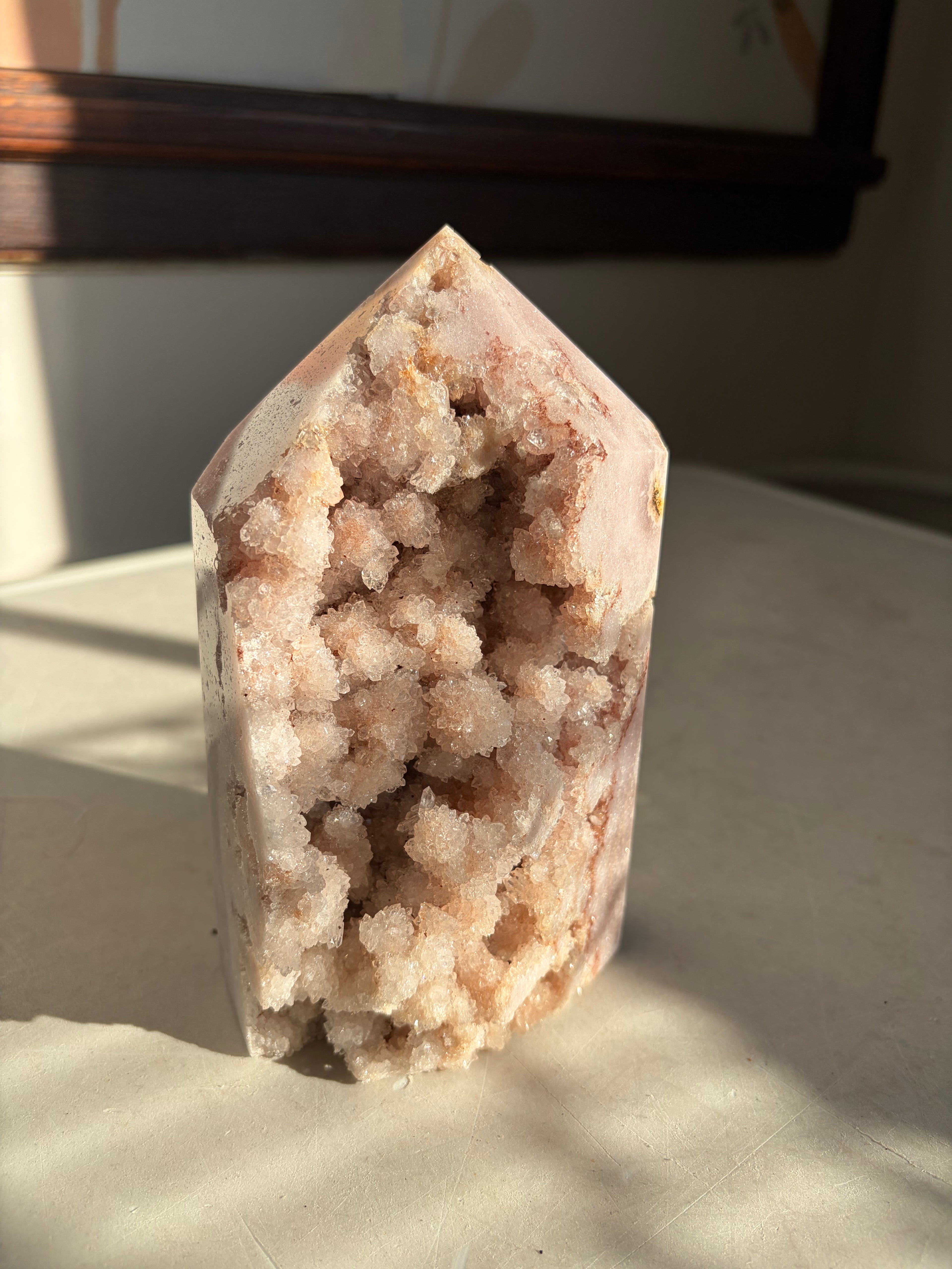 Pink Amethyst Tower with delicate rose-hued amethyst crystals