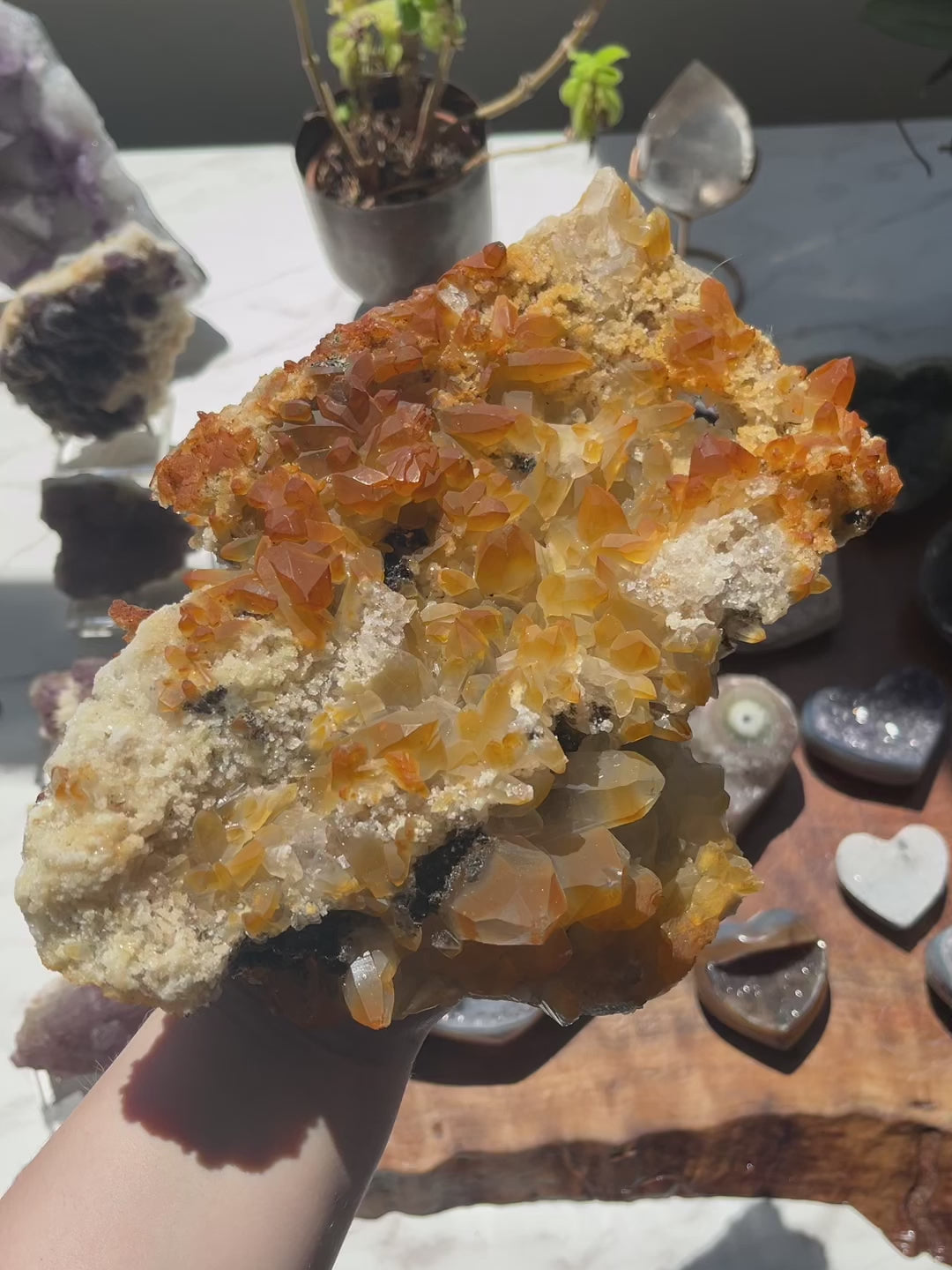 Tangerine Quartz with Feldspar