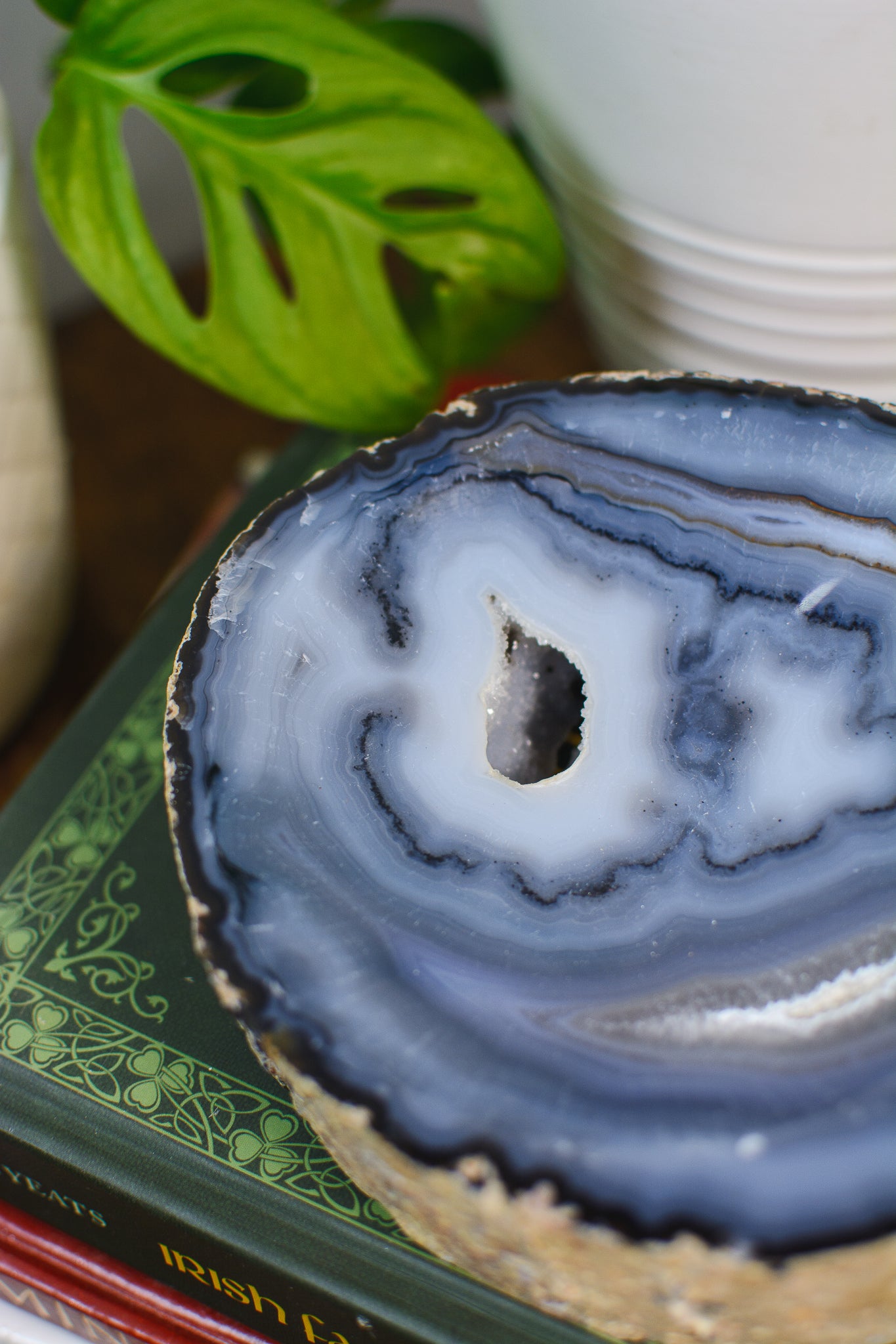 Dark Blue Agate Bowl with Druzy | Surry Hills Stones