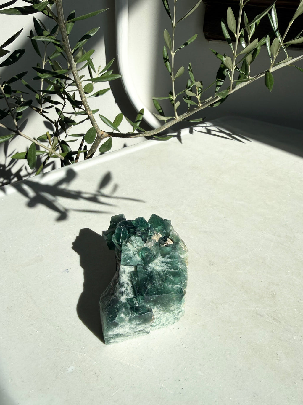 bright raw green and blue flourite marble counter