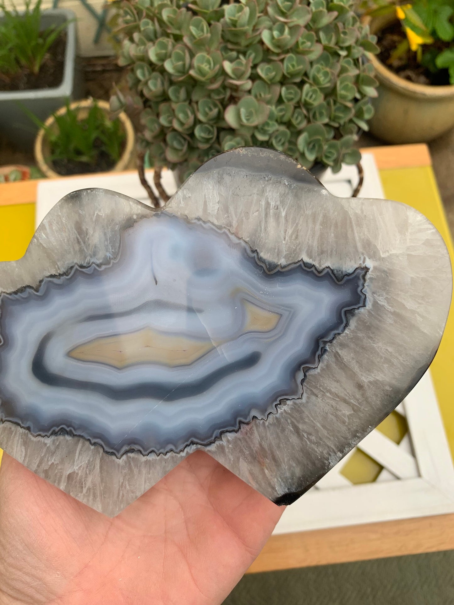 Blue Agate Double Heart