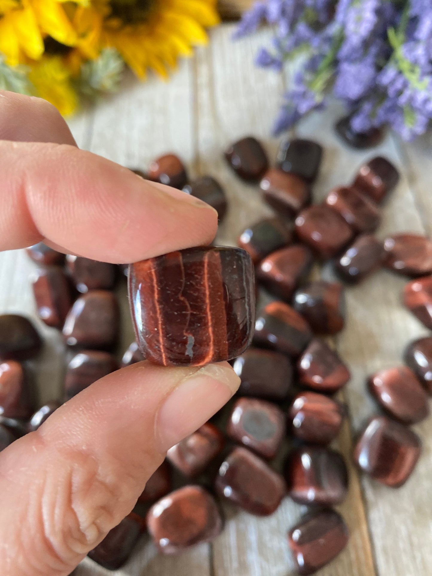 Set of 8 Red Tiger Eye Tumbles