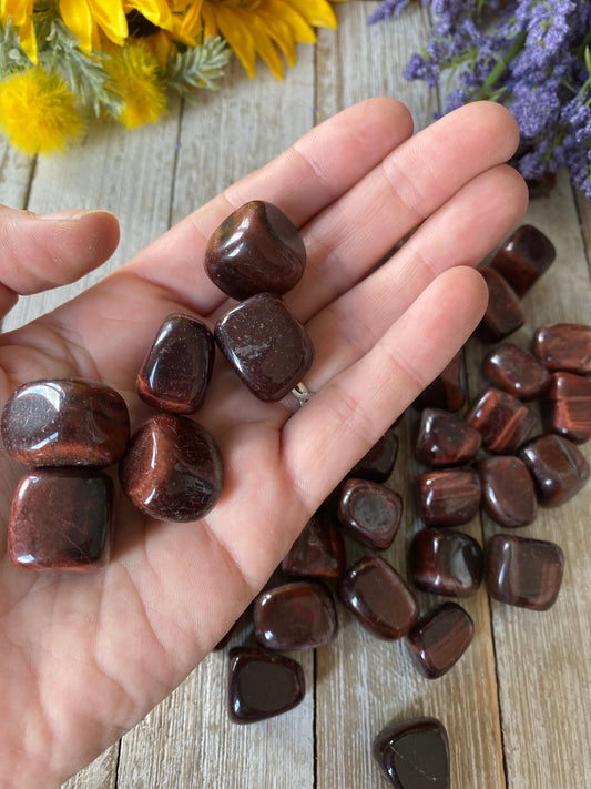 Set of 8 Red Tiger Eye Tumbles