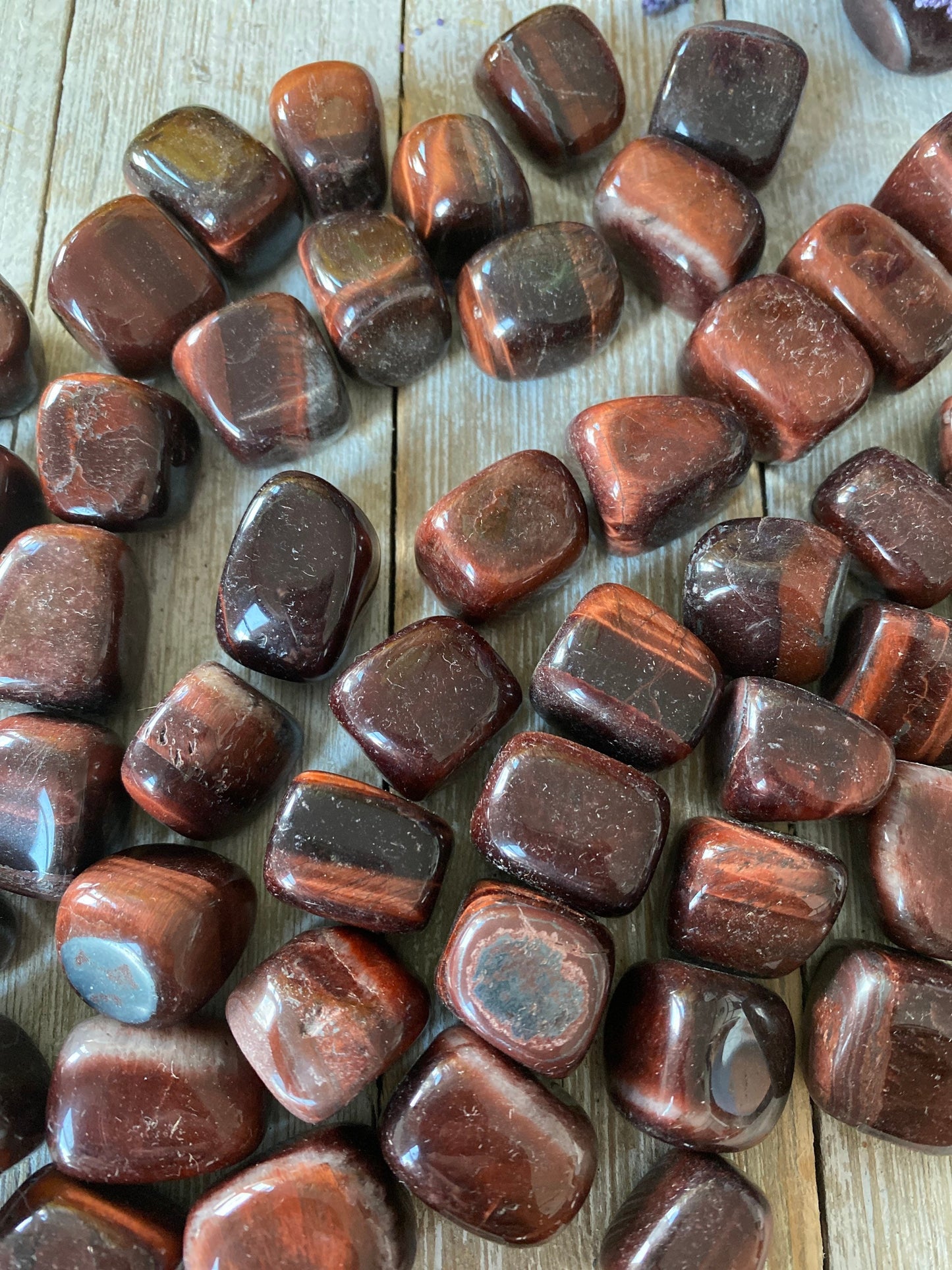 Set of 8 Red Tiger Eye Tumbles